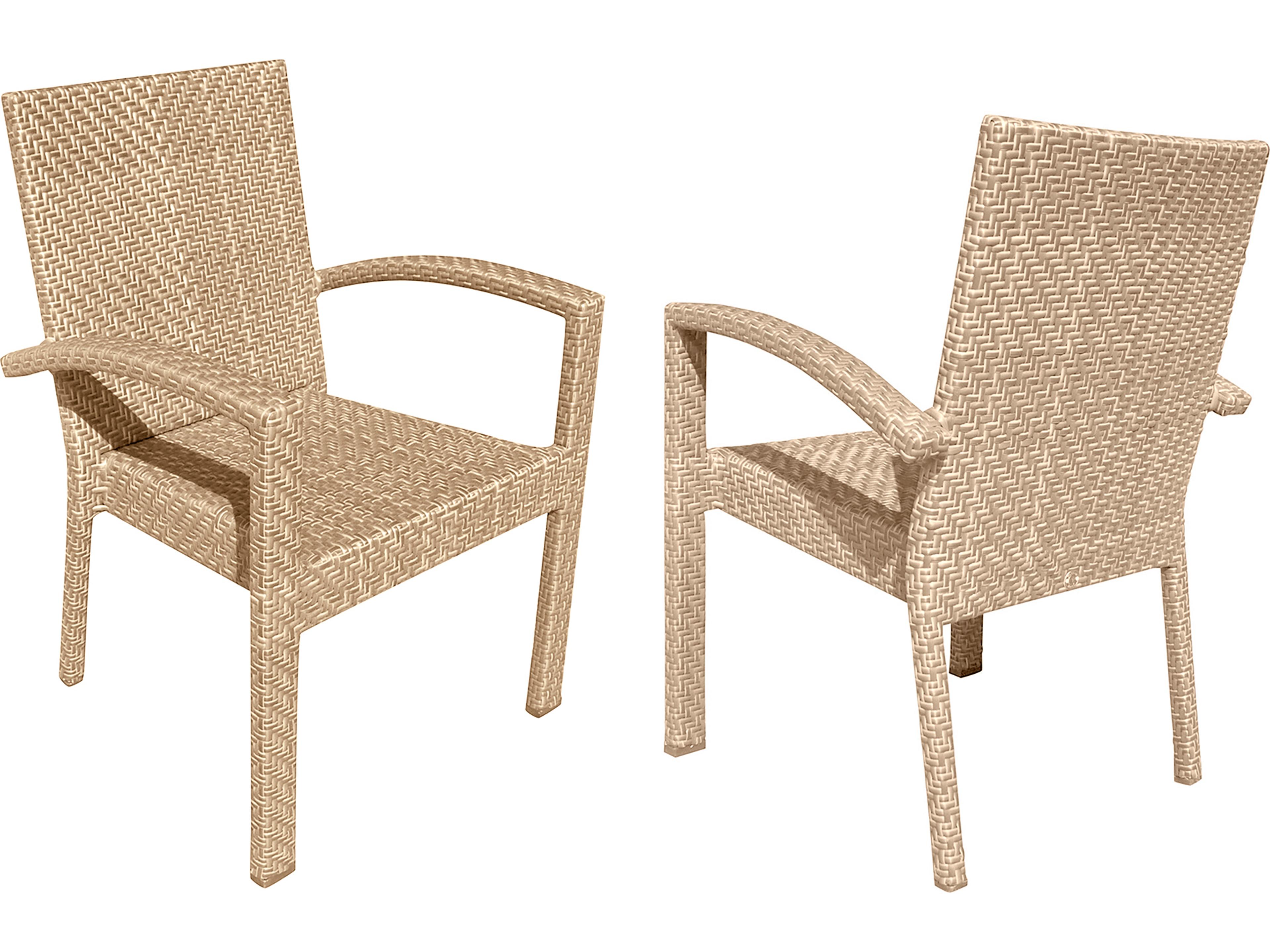 Outdoor Austin Aluminum Wicker Honey Stackable Dining Arm Chair Set of 2