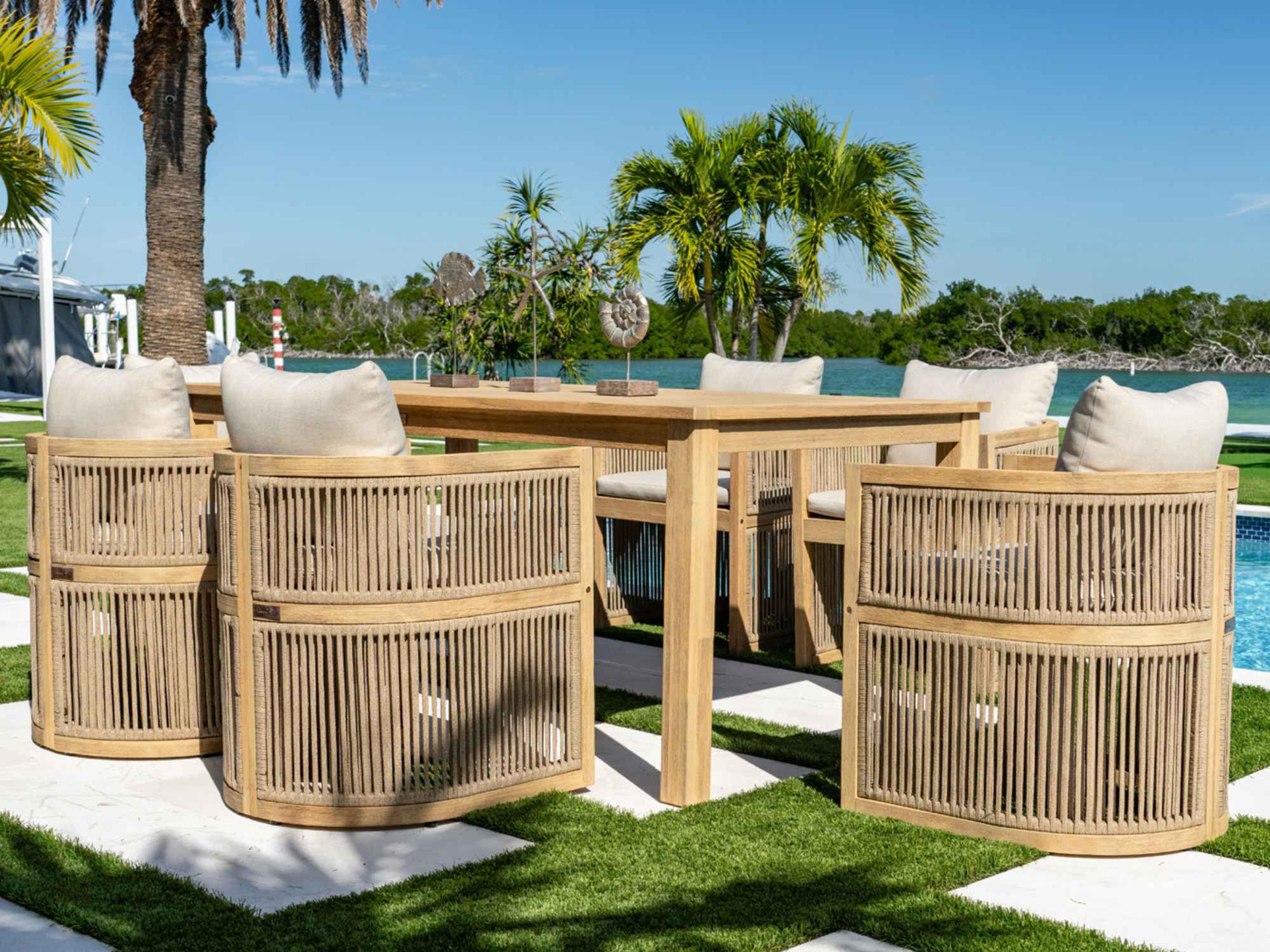 Panama Jack Cabo 7-Piece Barrel Rectangular Dining Set