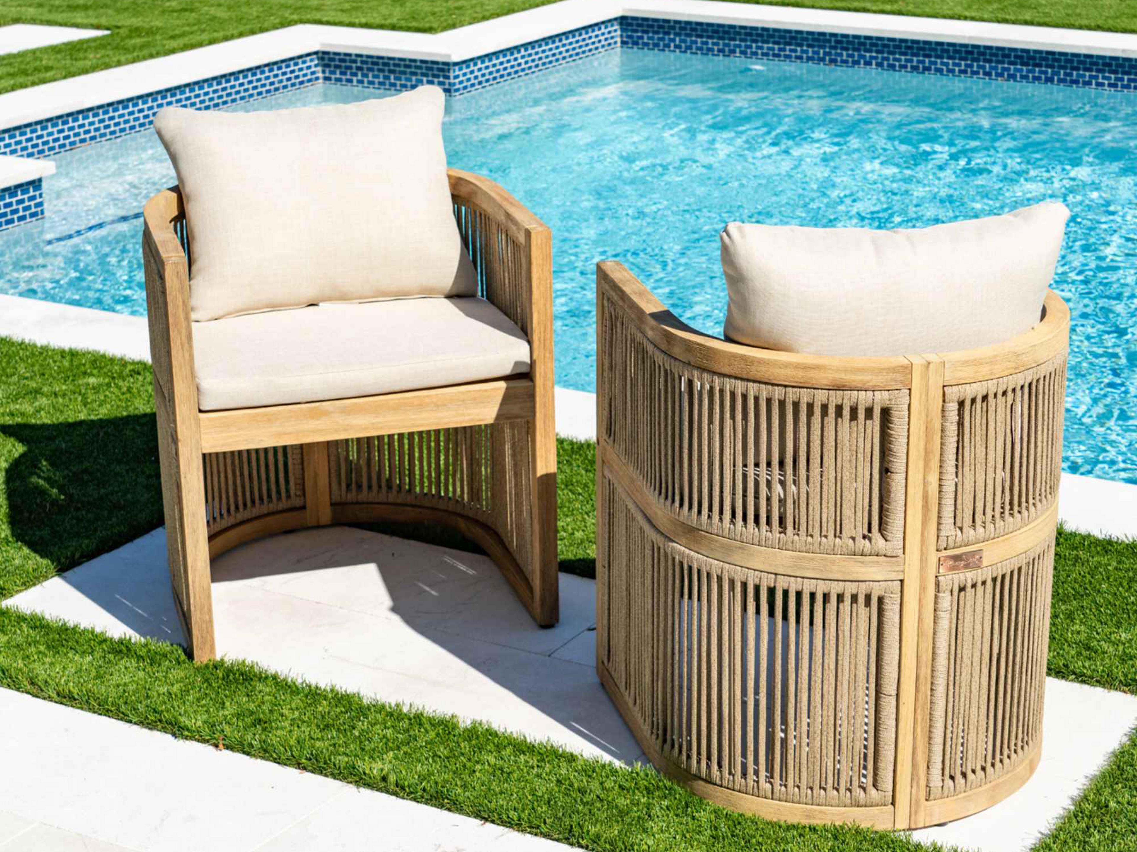 Panama Jack Cabo Set of 2 Barrel Dining Armchairs