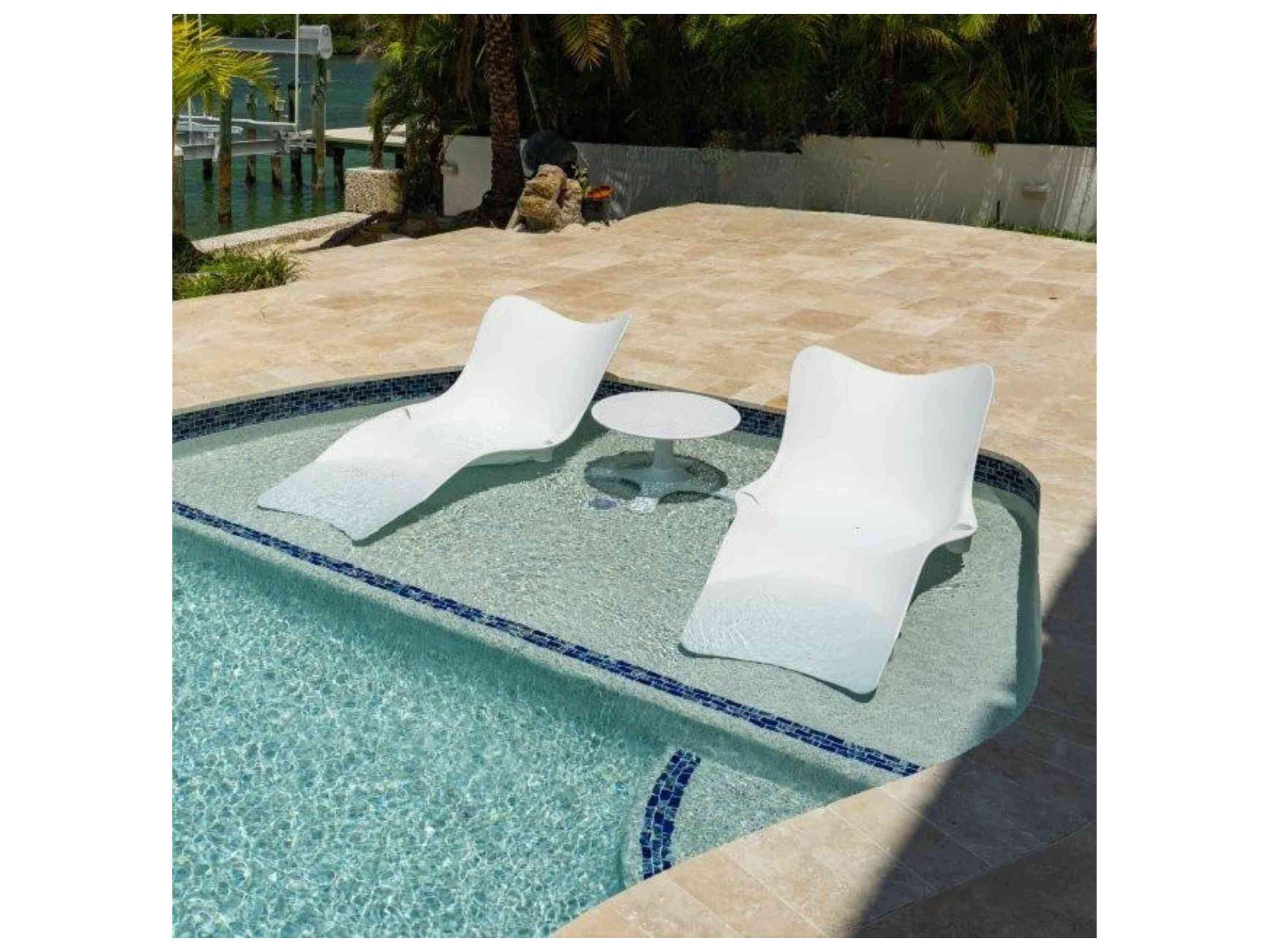 Panama Jack Set of 2 Wave In-Pool Chaise Lounger with End Table