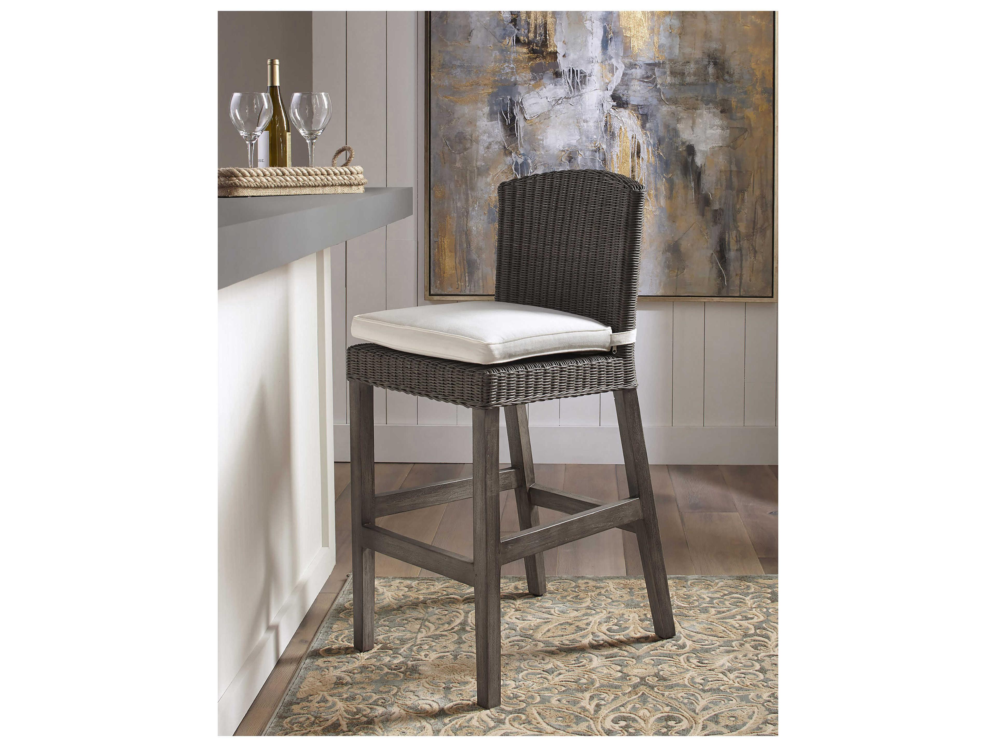 Panama Jack Sunroom Playa Largo Wicker Cushion Outdoor Patio Bar Stool