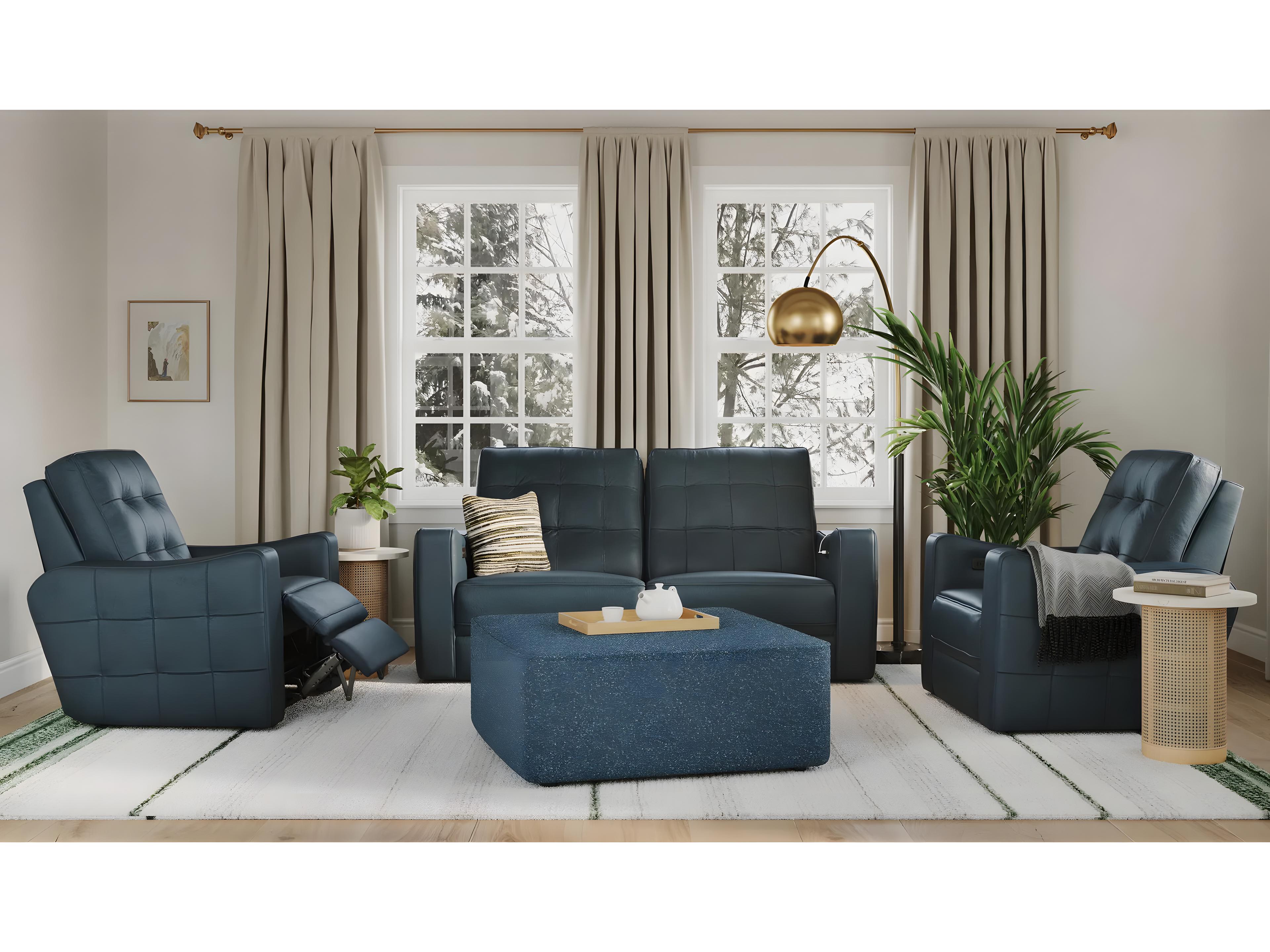 Palliser Astoria Leather Upholstery Power Recliner Wall Hugger with Headrest & Lumbar