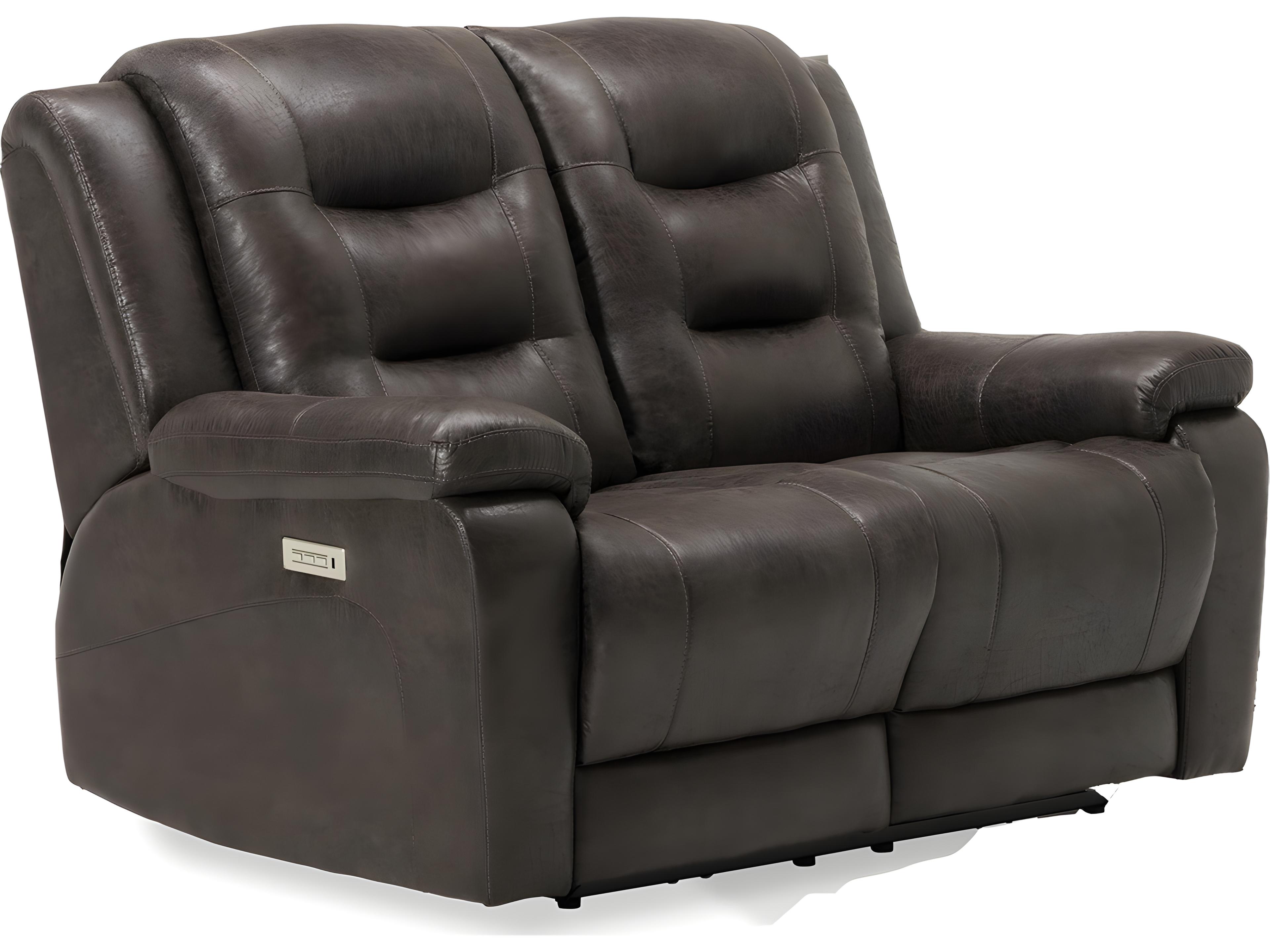 Leighton Leather Upholstery Console Loveseat Power Recliner with Cupholder