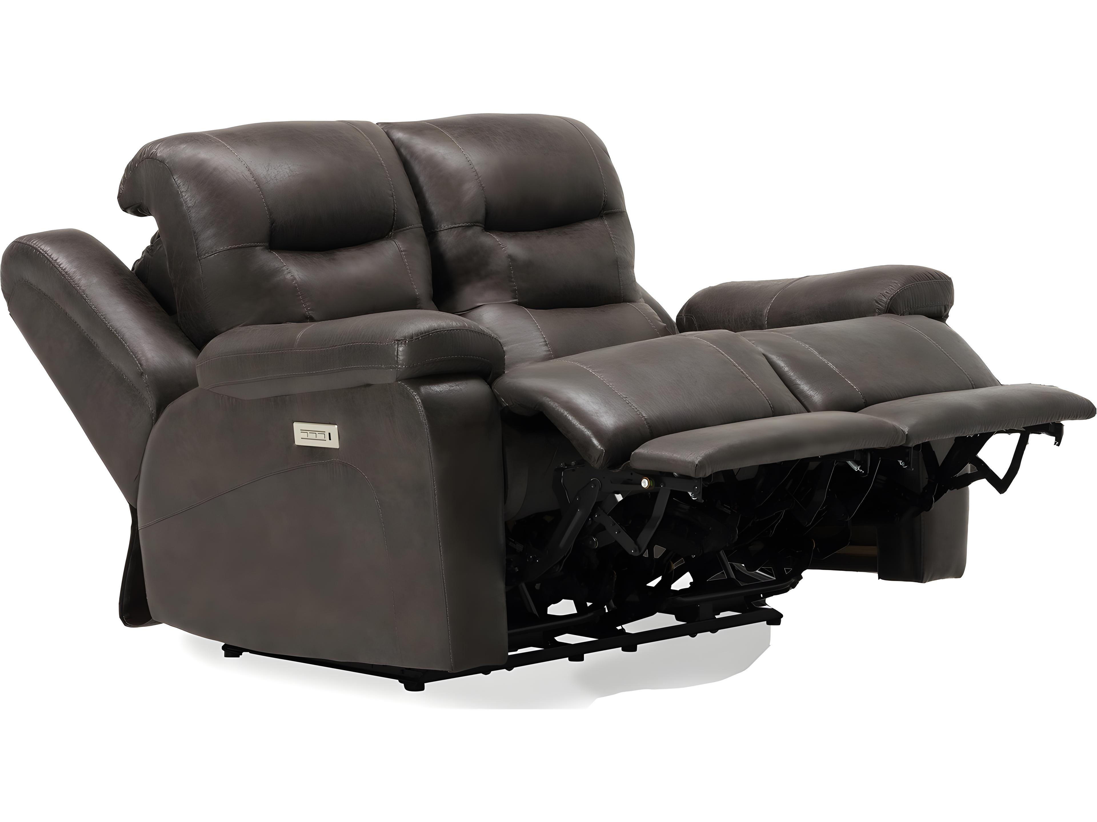 Palliser Leighton Leather Upholstery Console Loveseat Power Recliner with Cupholder