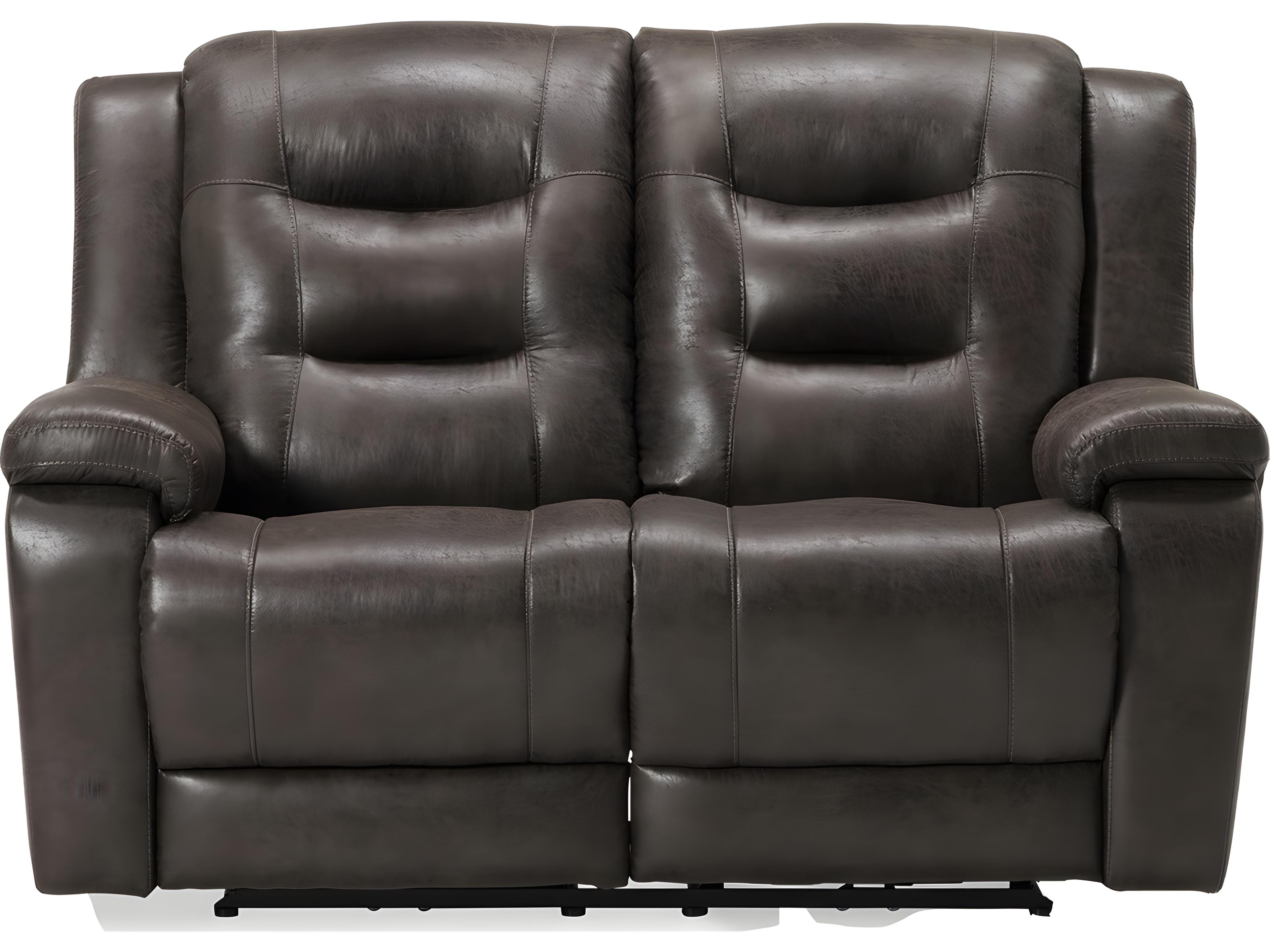 Palliser Leighton Leather Upholstery Console Loveseat Power Recliner with Cupholder