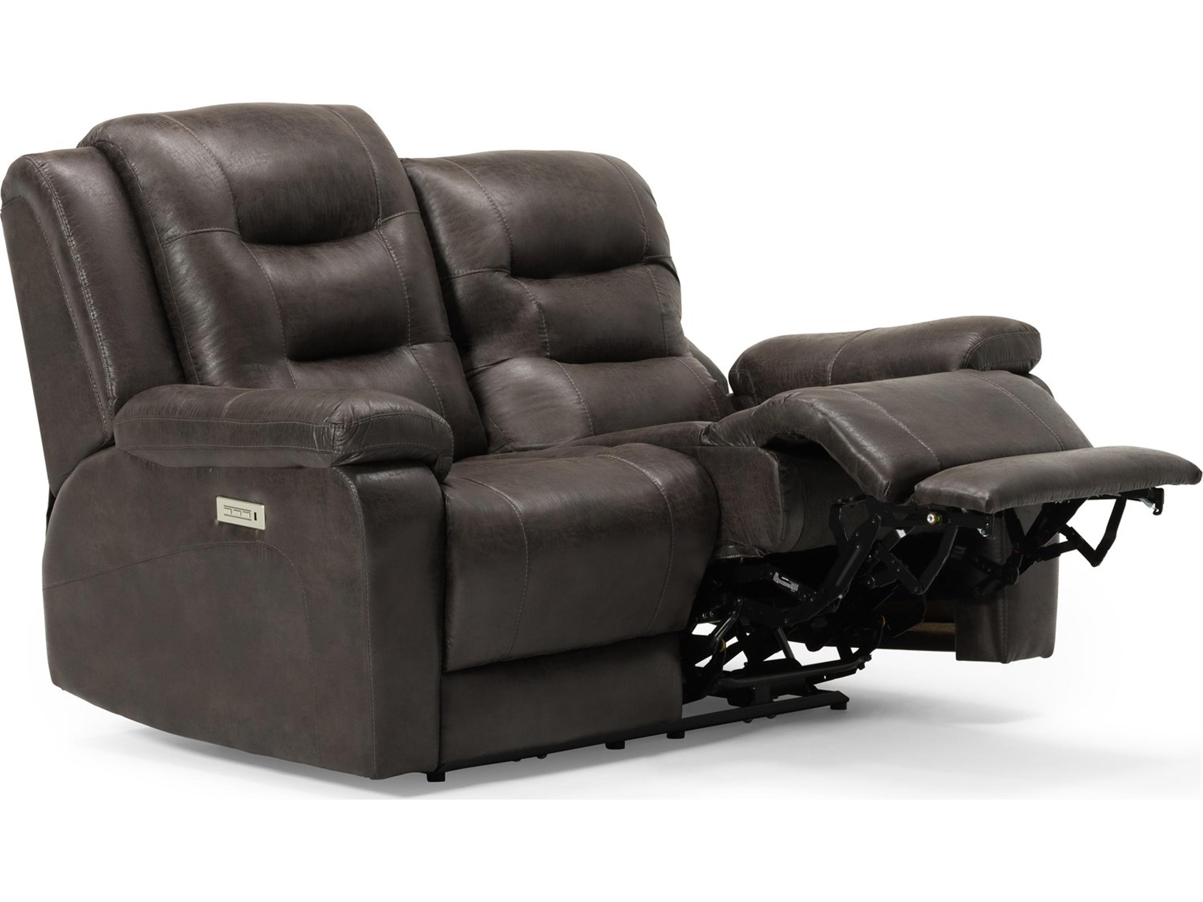 Leighton Leather Upholstery Loveseat Power Recliner with Headrest & Lumbar