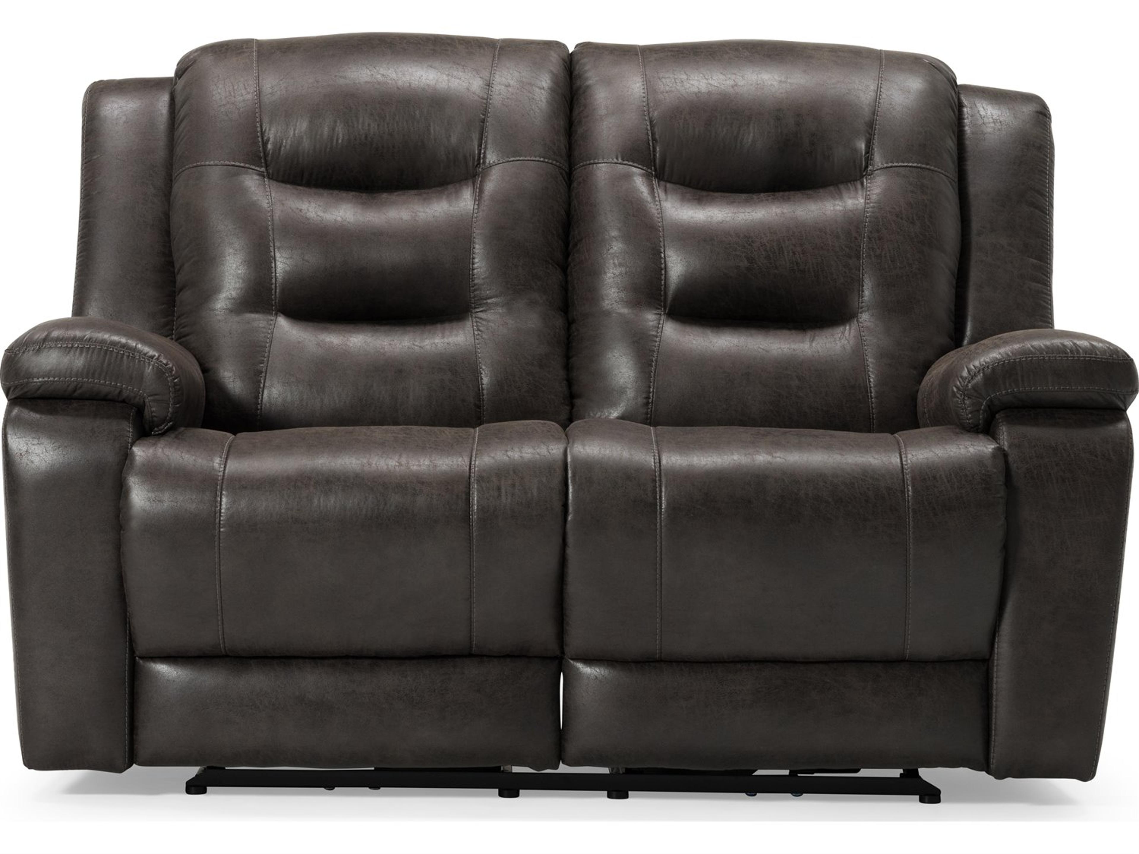 Palliser Leighton Leather Upholstery Loveseat Power Recliner with Headrest & Lumbar
