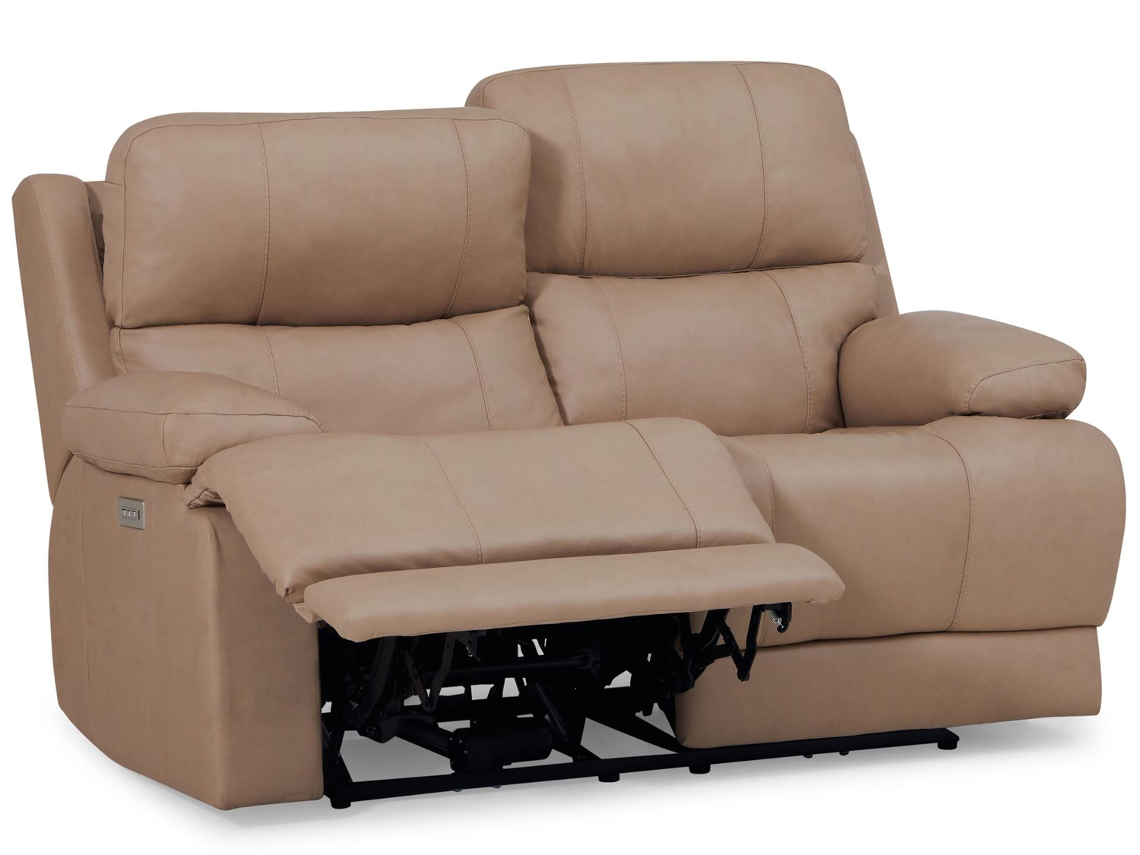 Palliser Kenaston Leather Upholstery Loveseat Power Recliner with Headrest & Lumbar