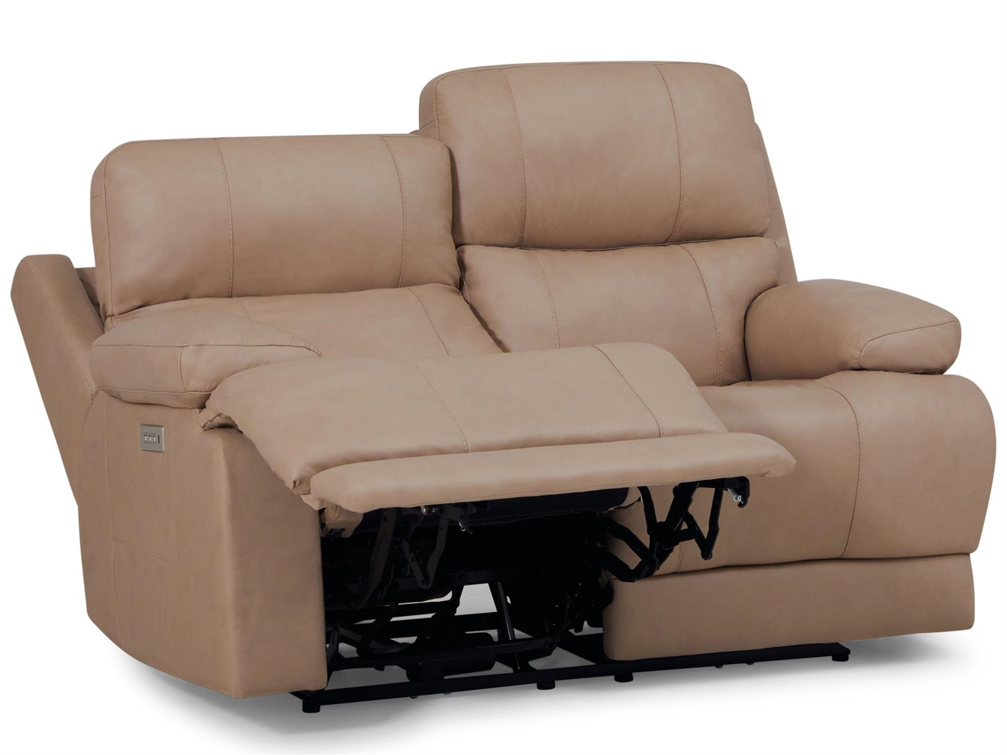 Palliser Kenaston Leather Upholstery Loveseat Power Recliner with Headrest & Lumbar