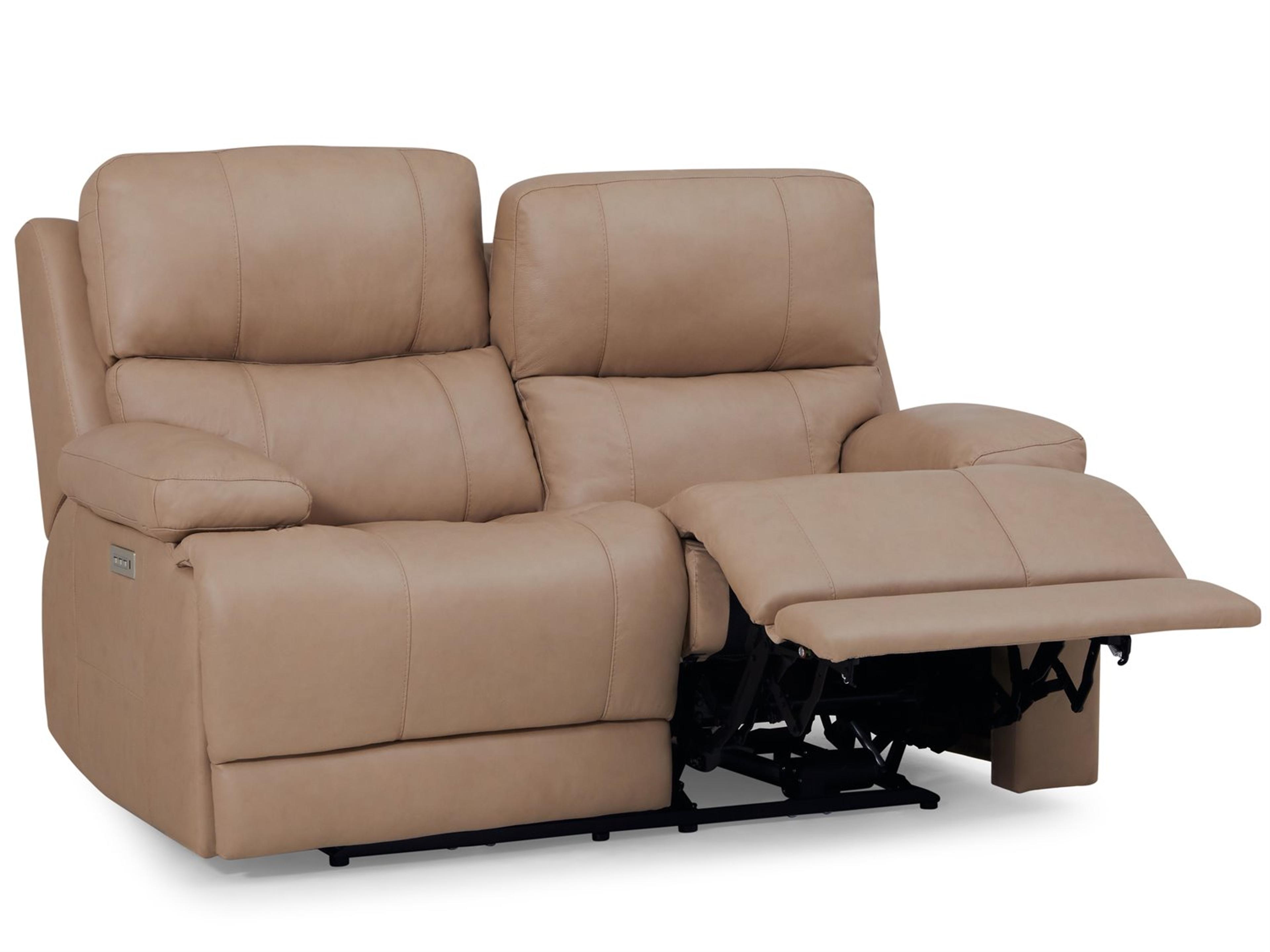 Palliser Kenaston Leather Upholstery Loveseat Power Recliner with Headrest & Lumbar