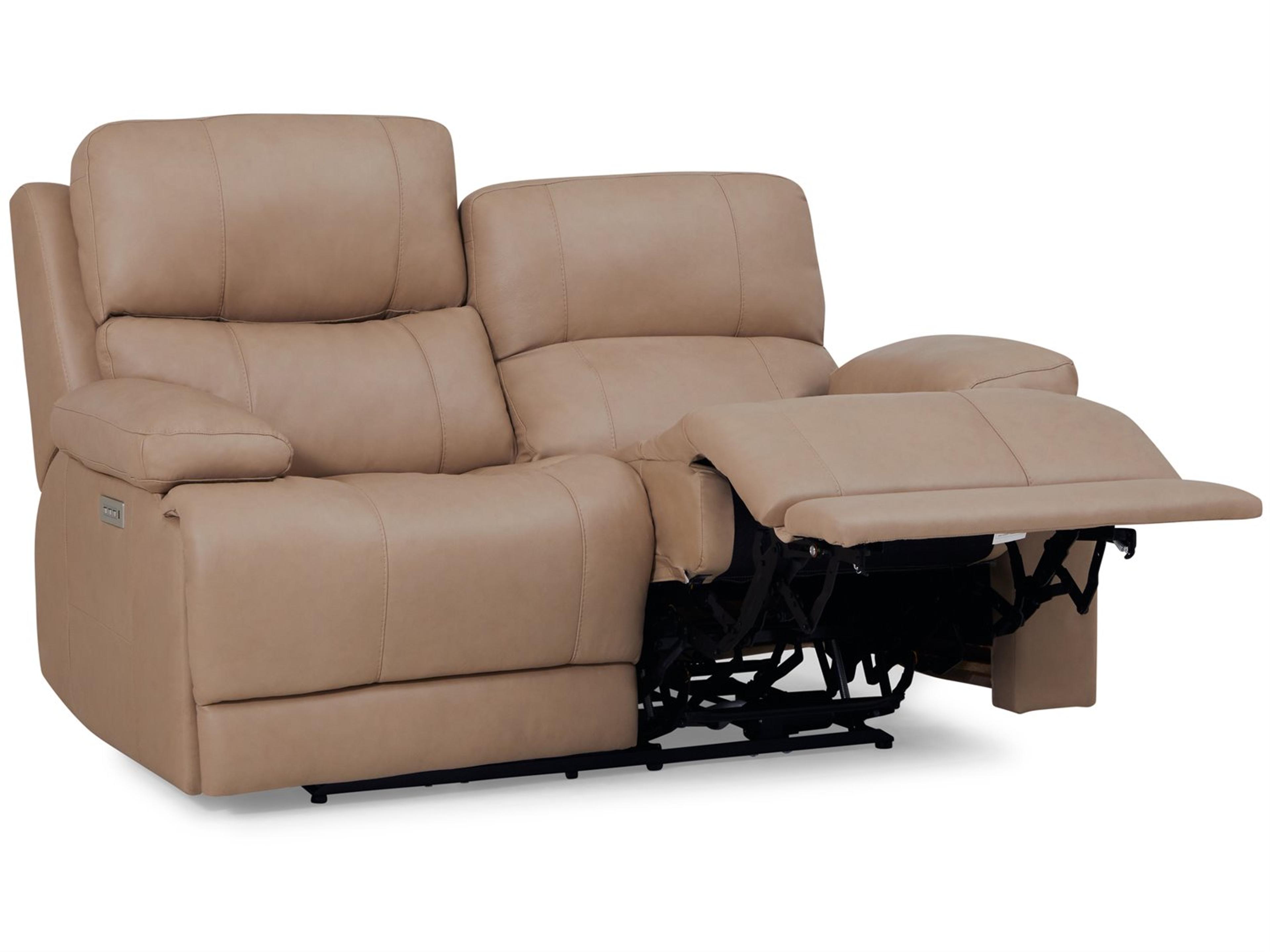 Palliser Kenaston Leather Upholstery Loveseat Power Recliner with Headrest & Lumbar