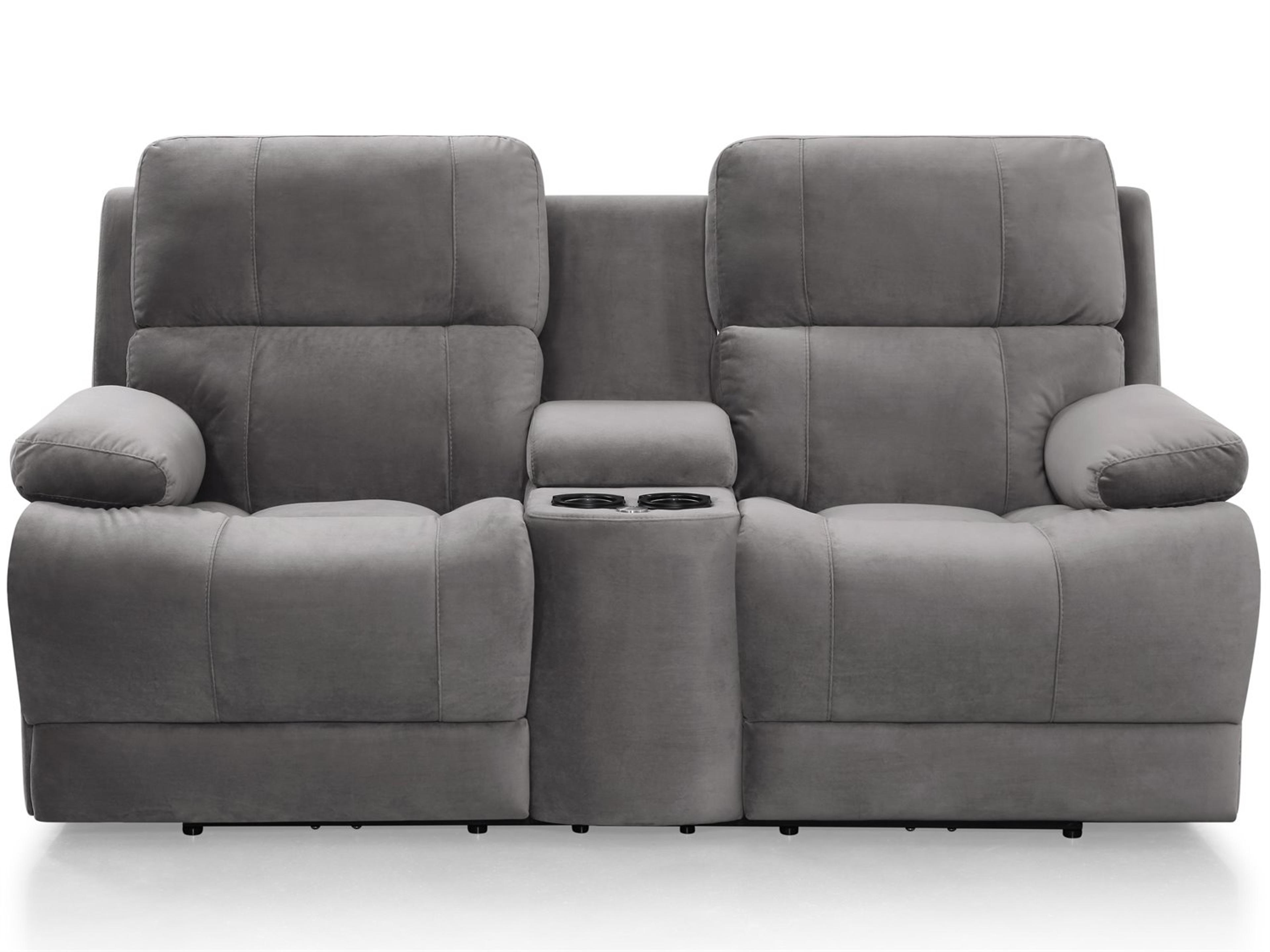 Palliser Kenaston Leather Upholstery Console Loveseat Power Recliner with Headrest & Lumbar