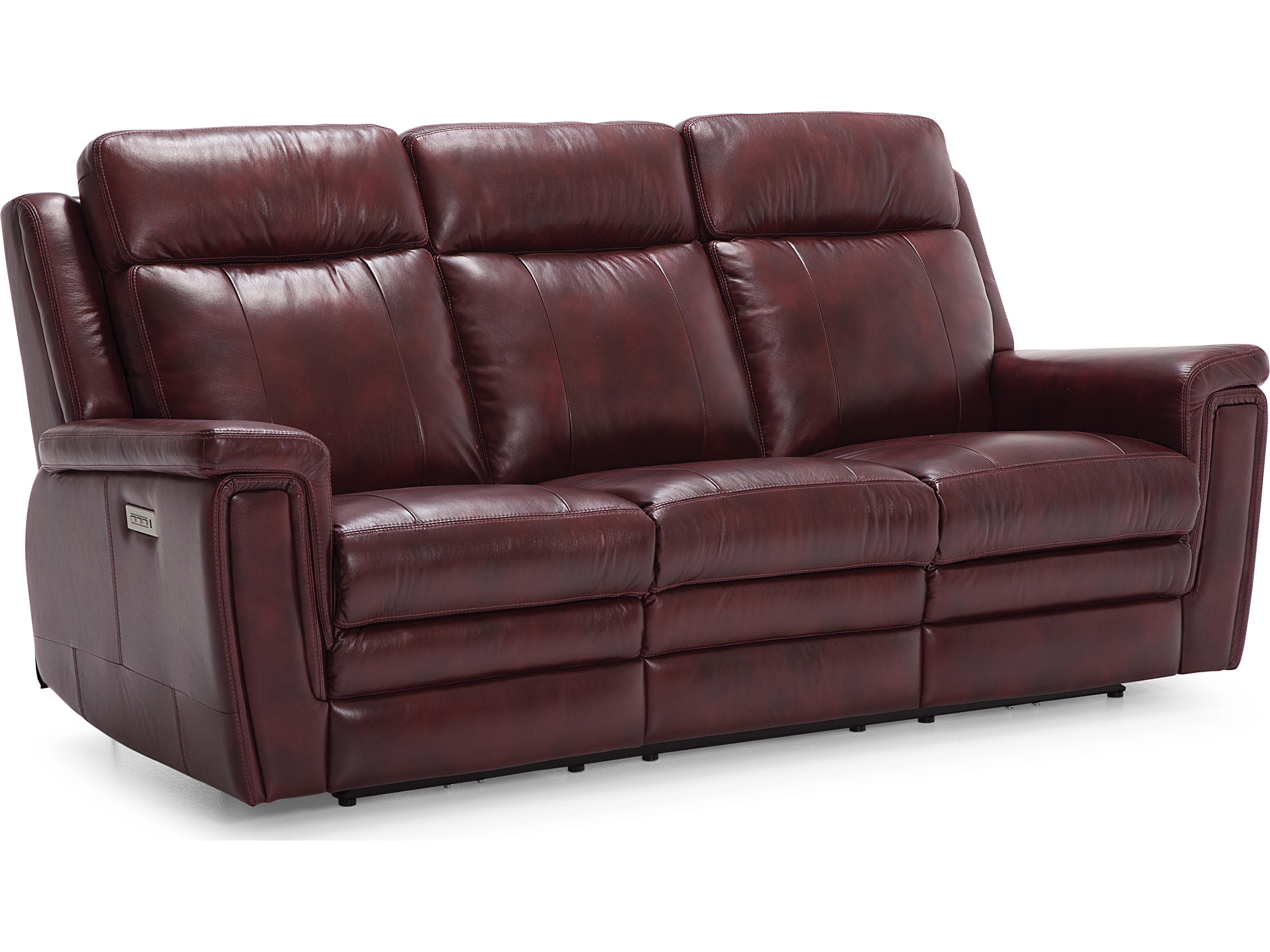 Asher Leather Upholstery Sofa Power Recliner with Headrest & Lumbar