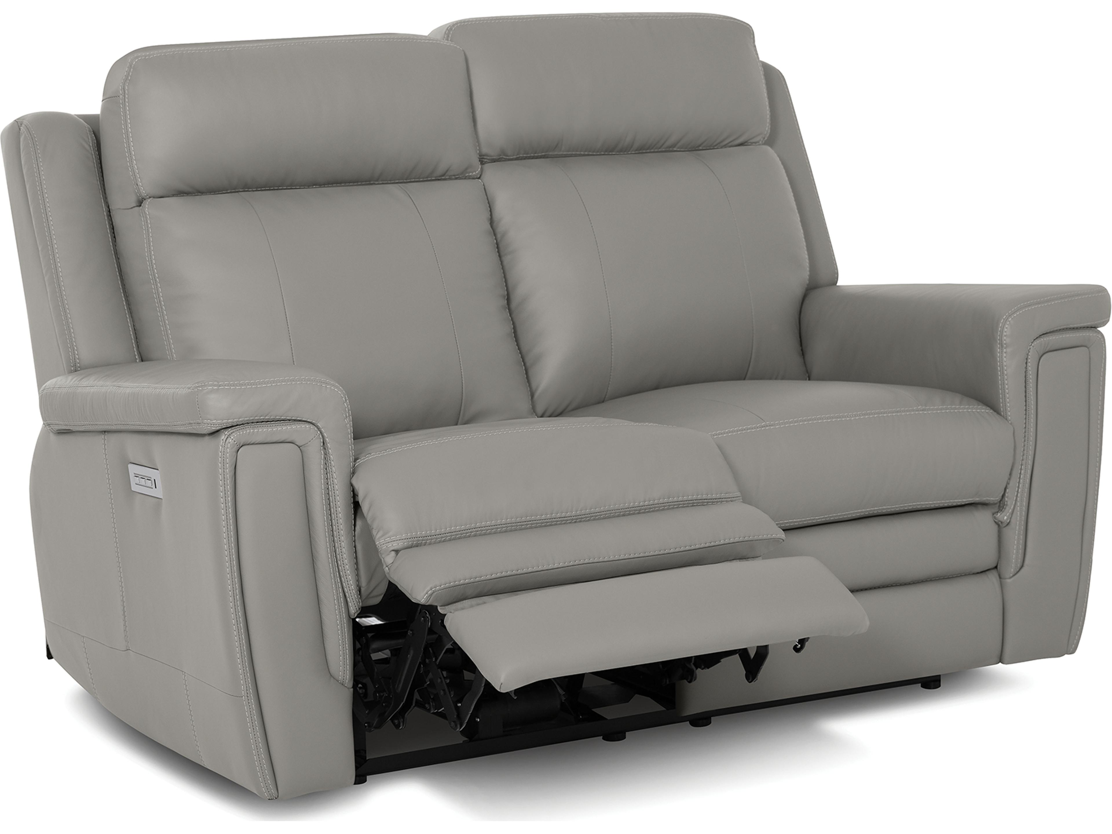 Palliser Asher Leather Upholstery Loveseat Power Recliner with Headrest & Lumbar