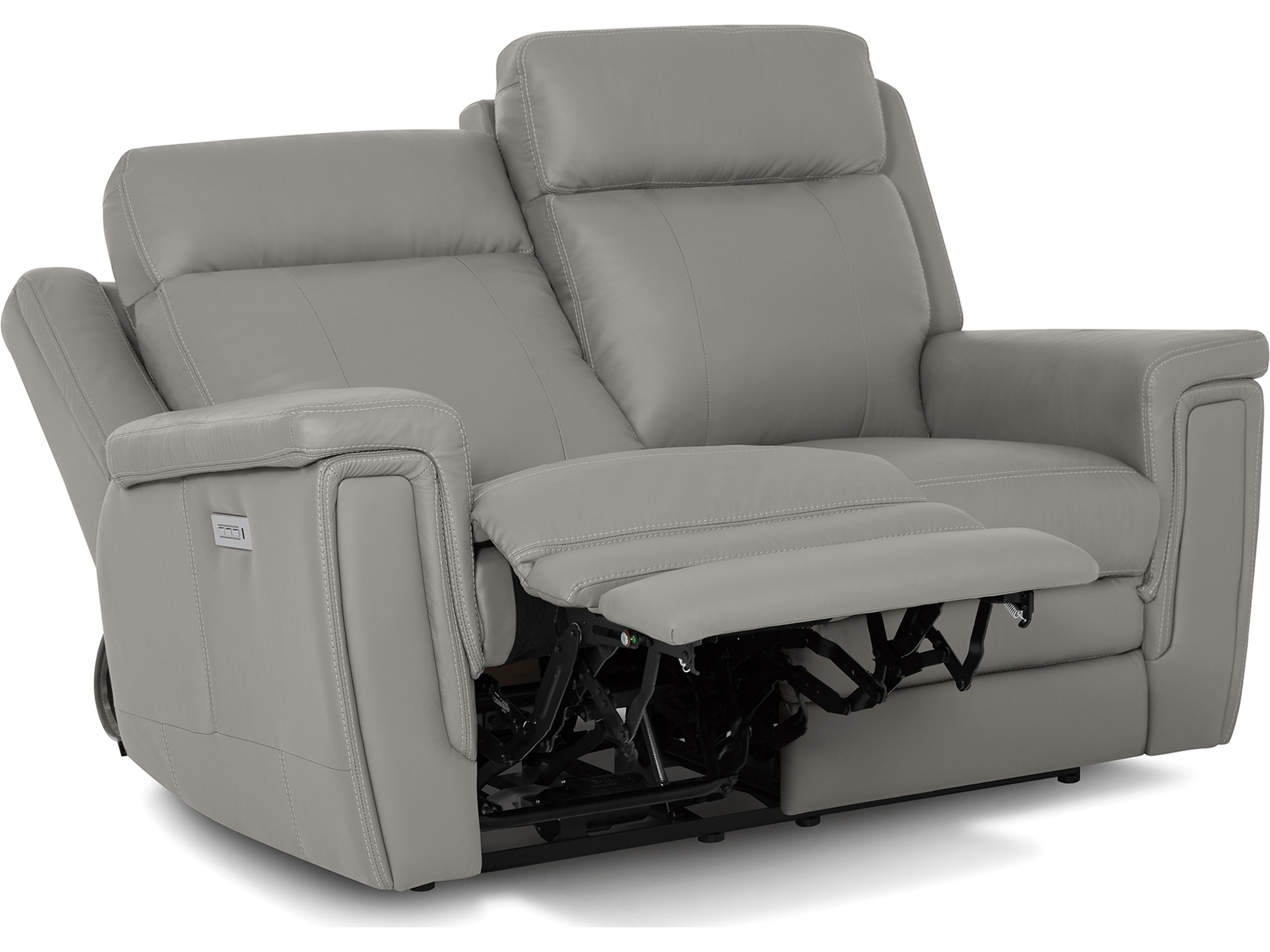 Palliser Asher Leather Upholstery Loveseat Power Recliner with Headrest & Lumbar