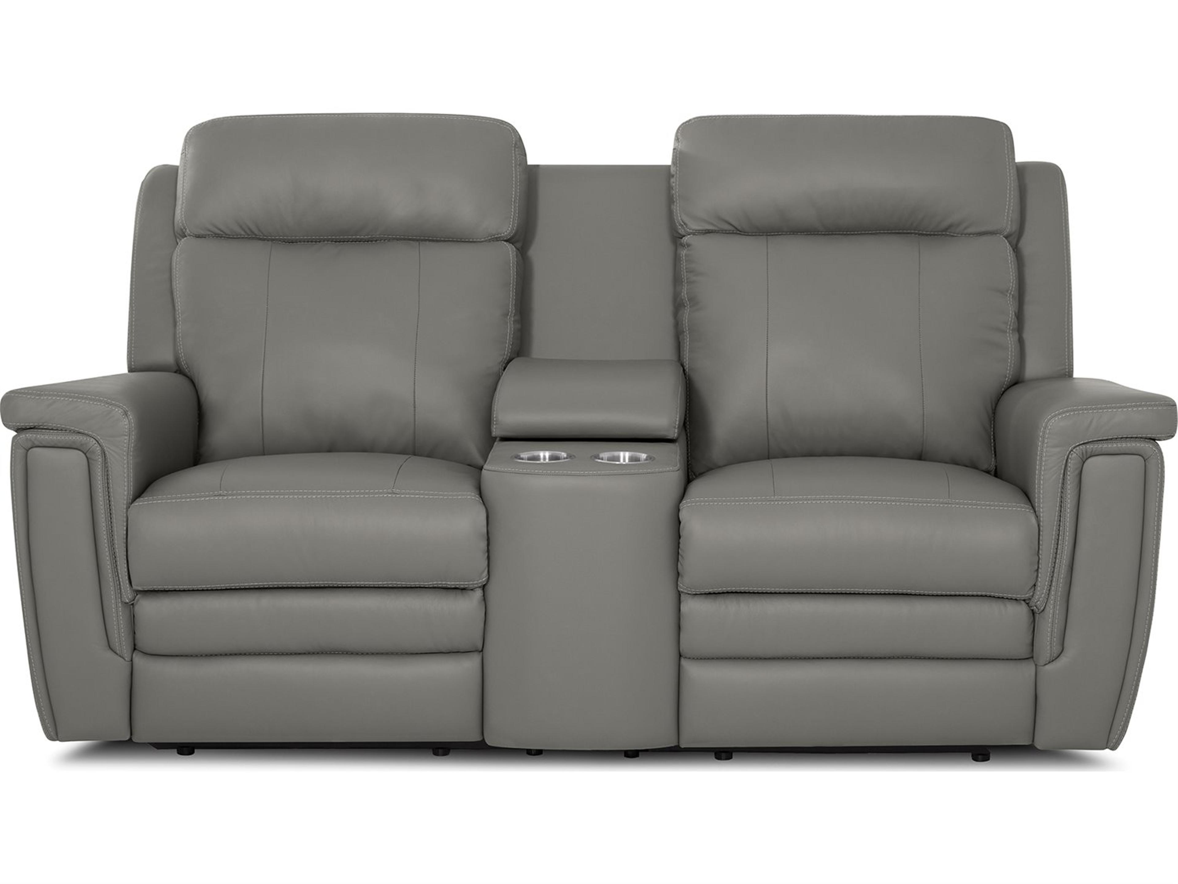 Palliser Asher Leather Upholstery Console Loveseat Power Recliner with Headrest & Lumbar