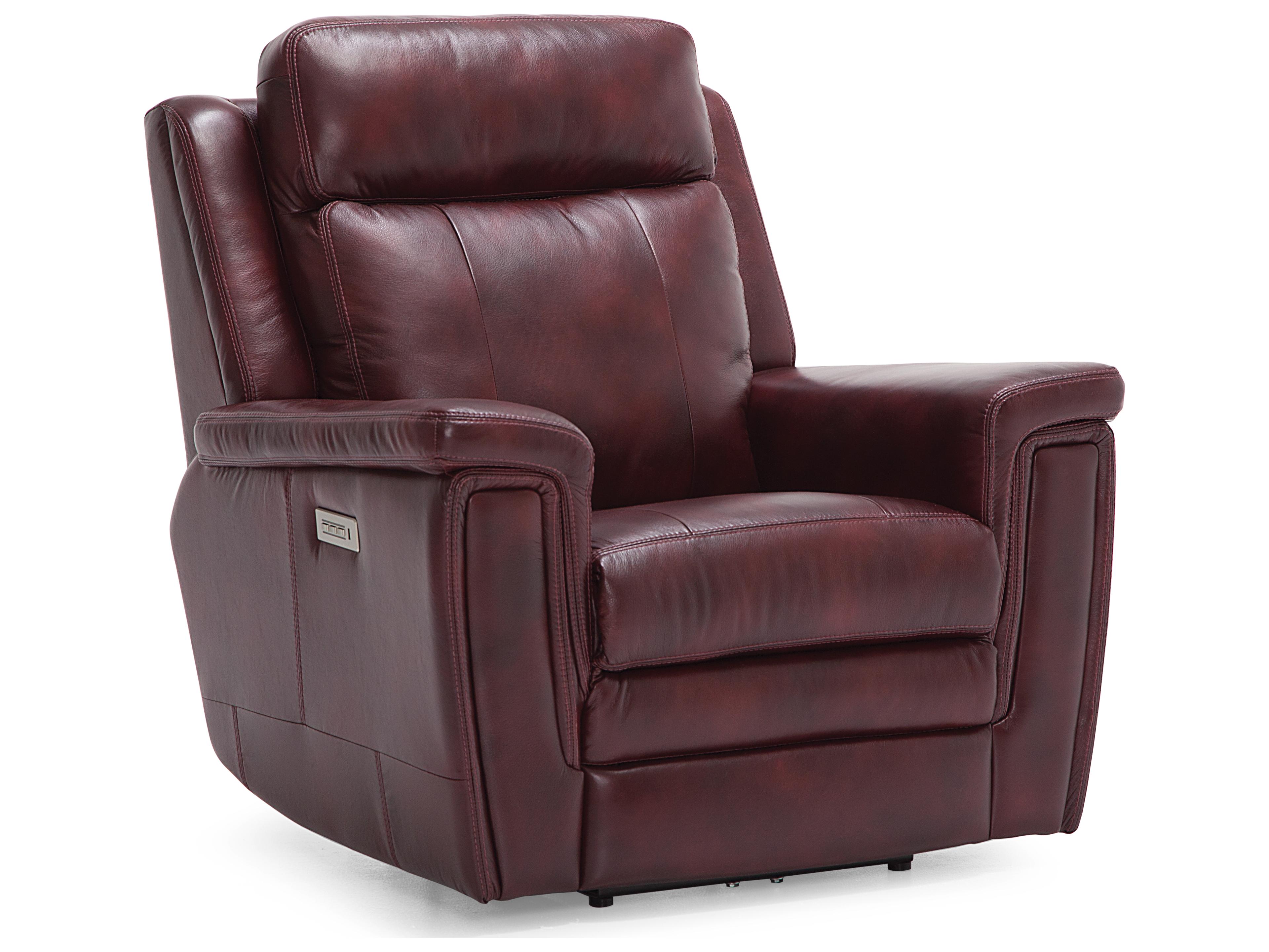 Asher Leather Upholstery Power Recliner Wall Hugger with Headrest & Lumbar