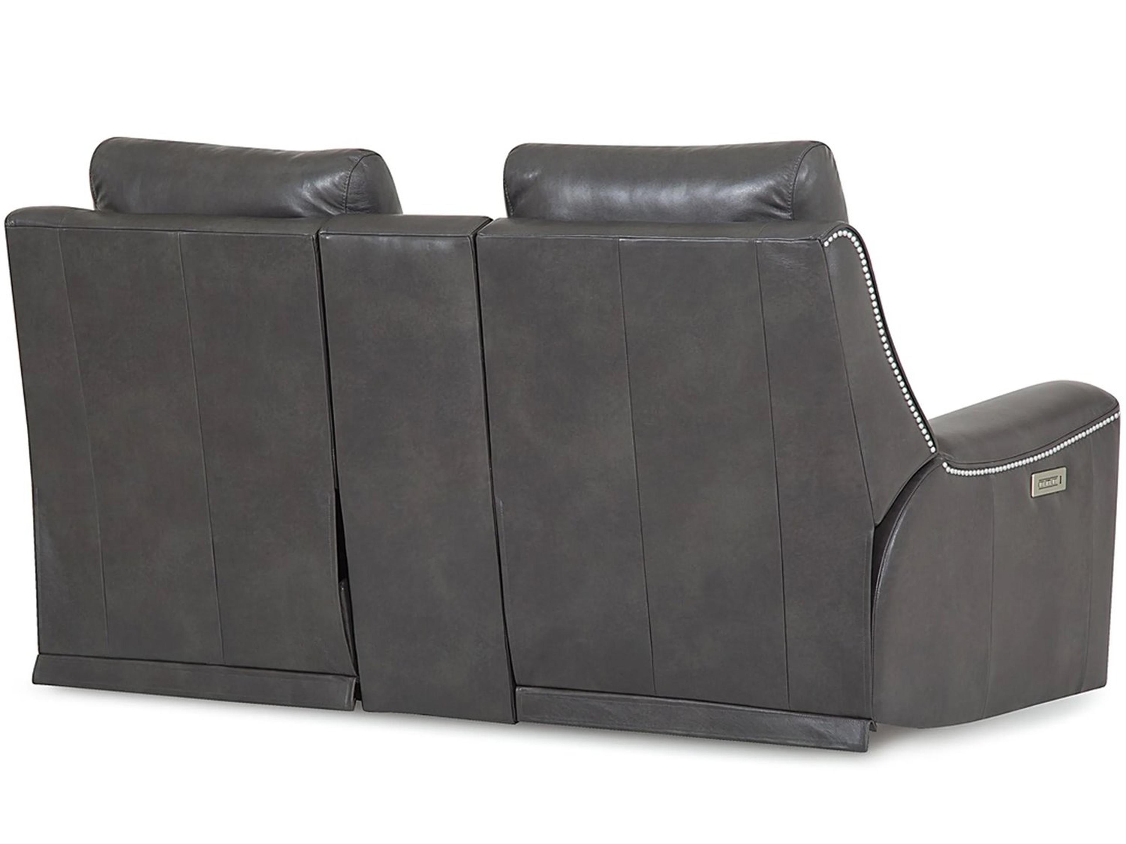 Palliser Hastings Leather Upholstery Console Loveseat Power Recliner with Cupholder with Power Headrest