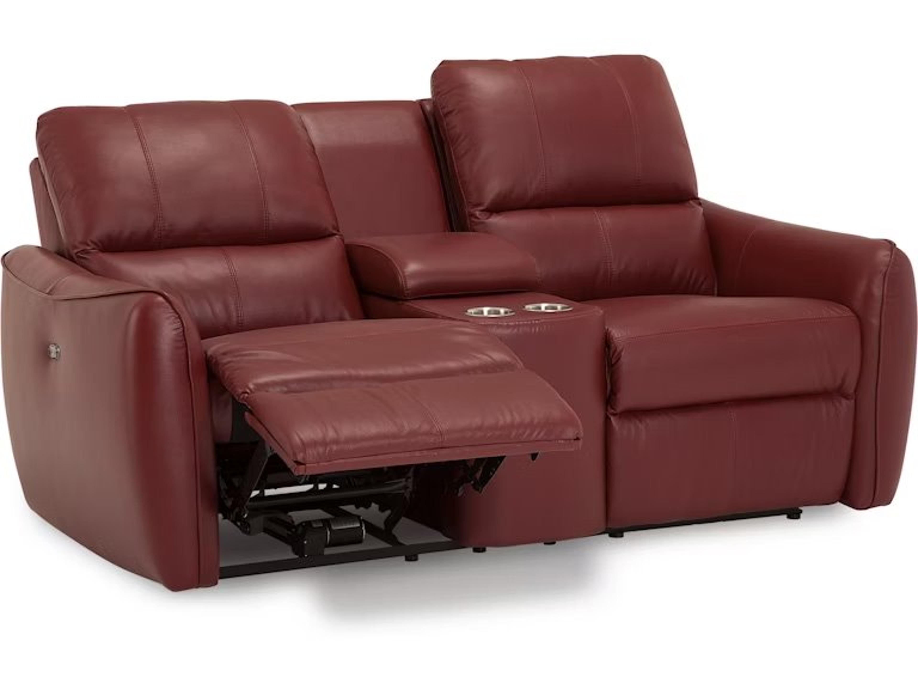 Palliser Arlo Leather Upholstery Console Loveseat with Cupholder