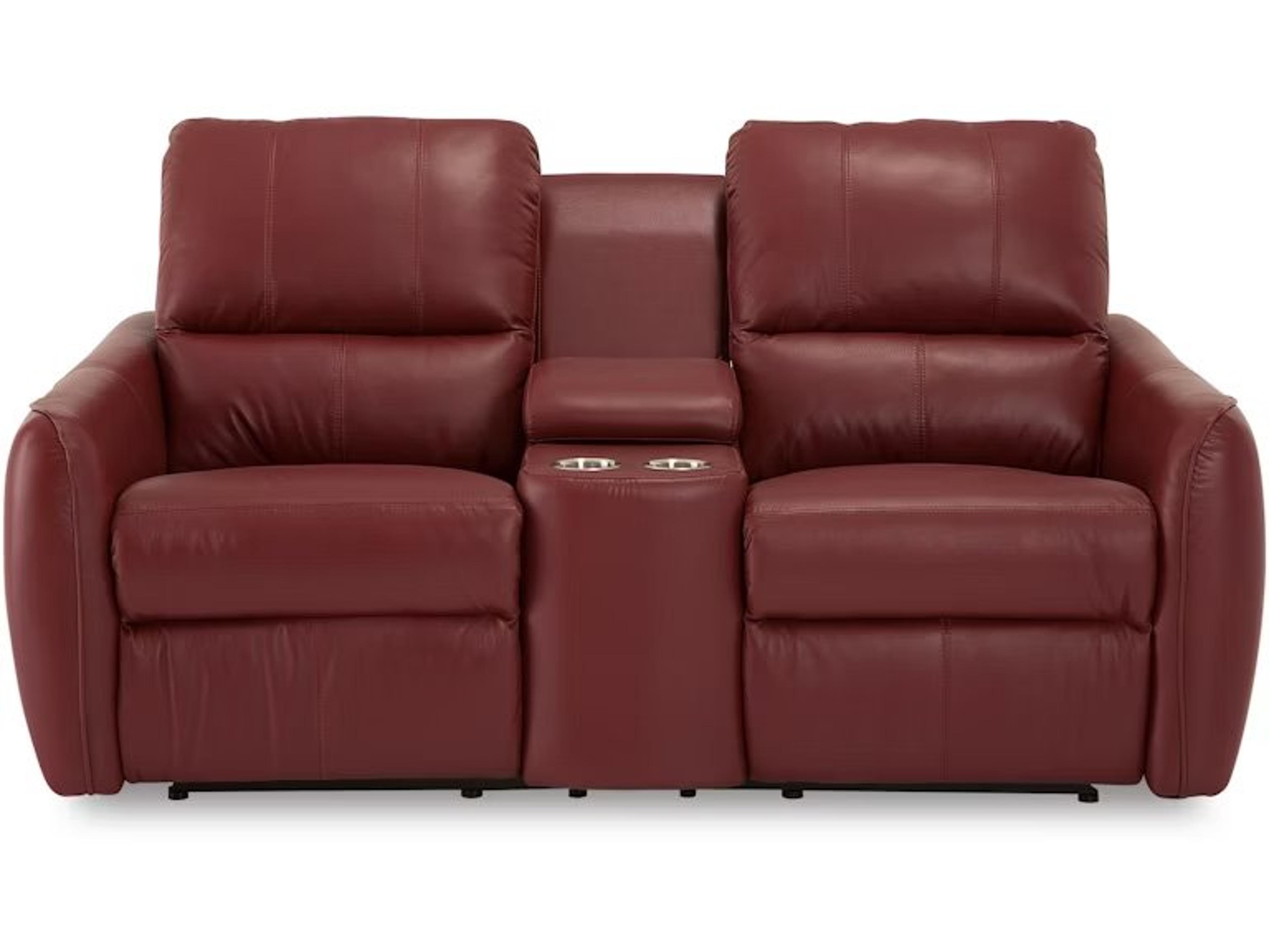 Palliser Arlo Leather Upholstery Console Loveseat with Cupholder