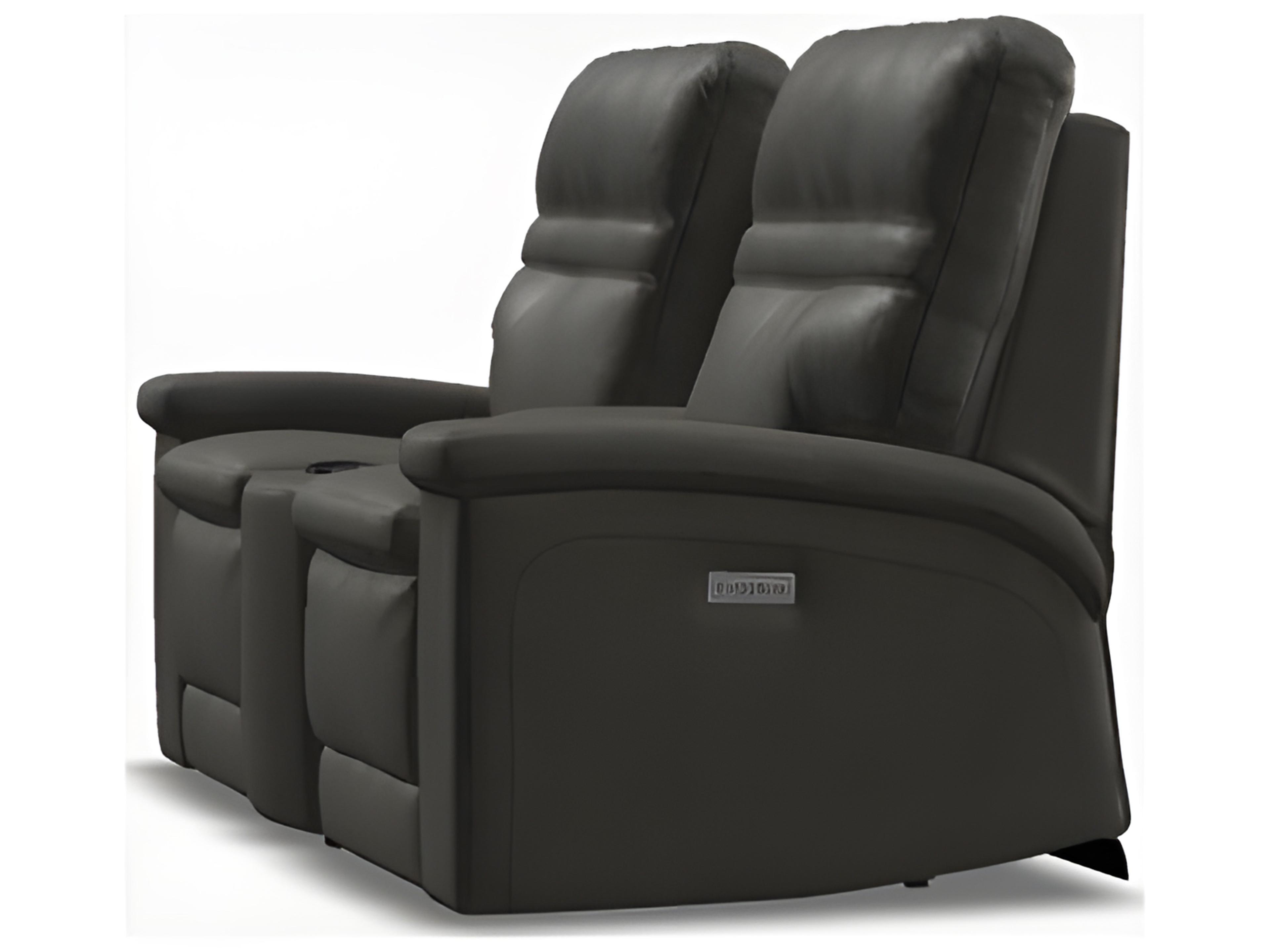 Palliser Leo Leather Upholstery Console Loveseat Power Recliner with Cupholder