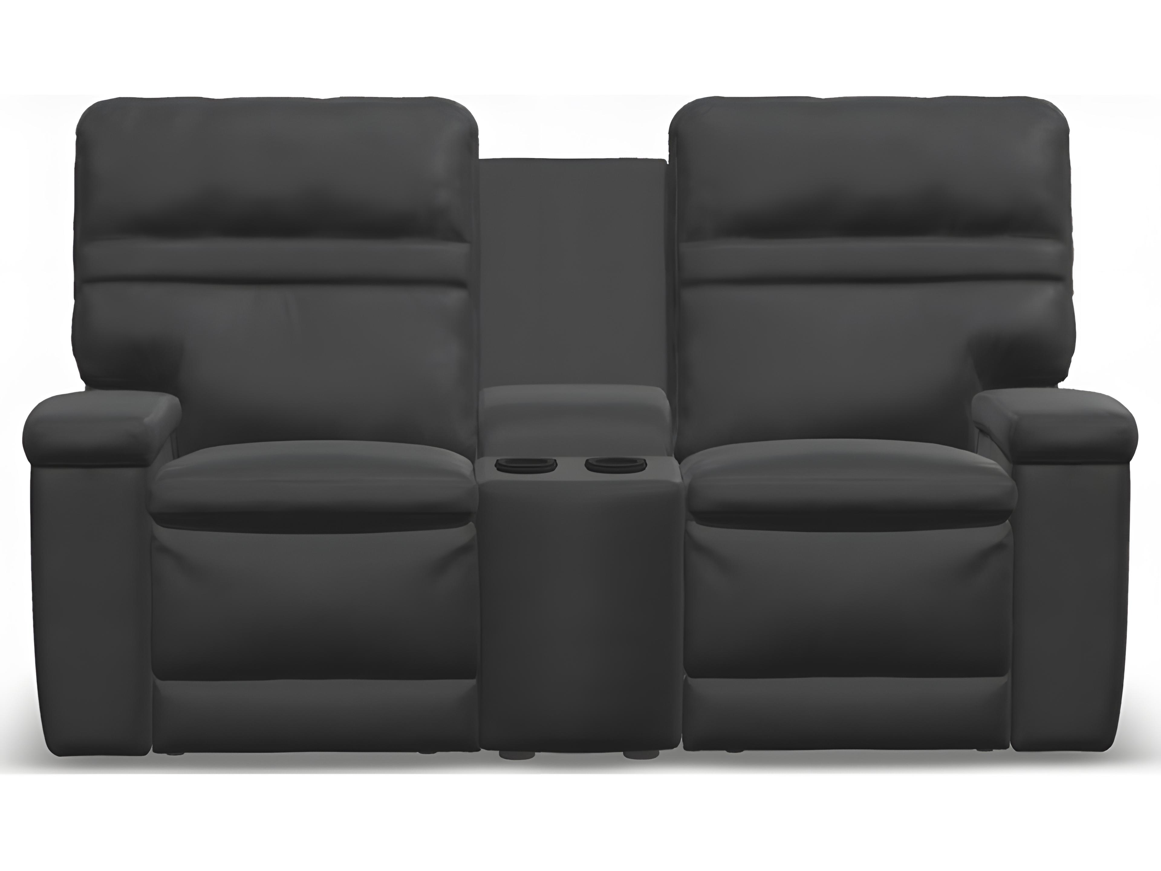 Palliser Leo Leather Upholstery Console Loveseat Power Recliner with Headrest & Lumbar