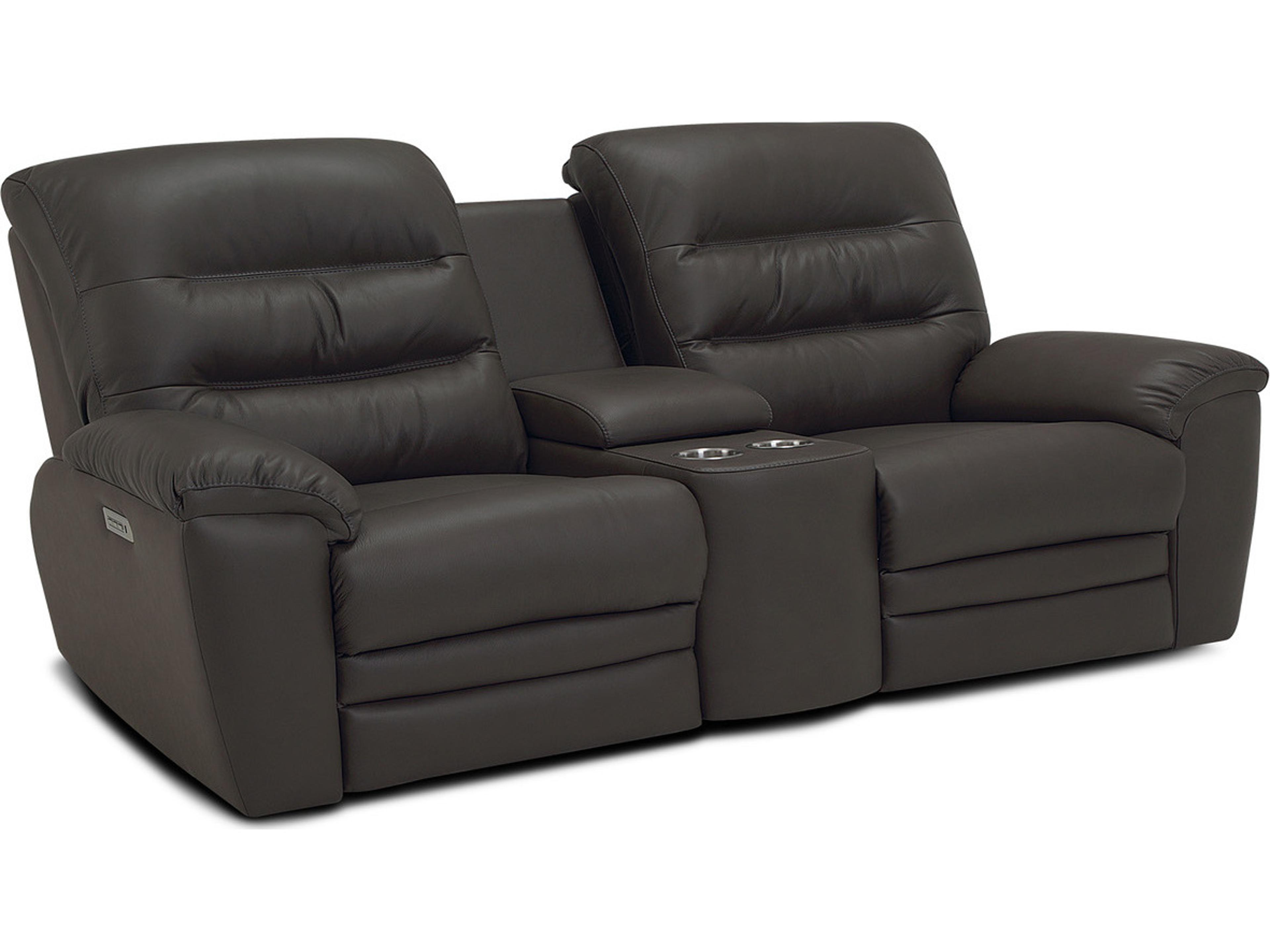 Keiran Leather Upholstery Console Loveseat Power Recliner with Cupholder with Power Headrest