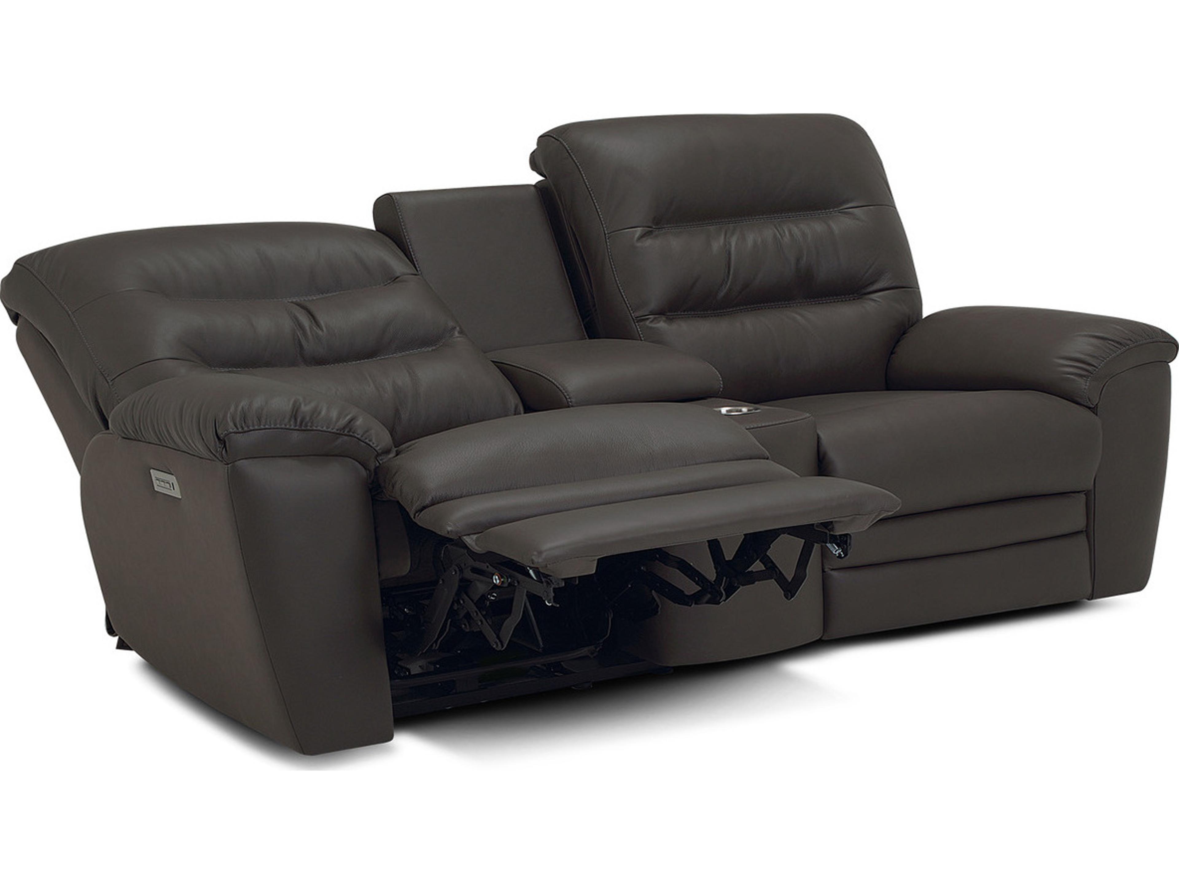 Palliser Keiran Leather Upholstery Console Loveseat Power Recliner with Cupholder with Power Headrest