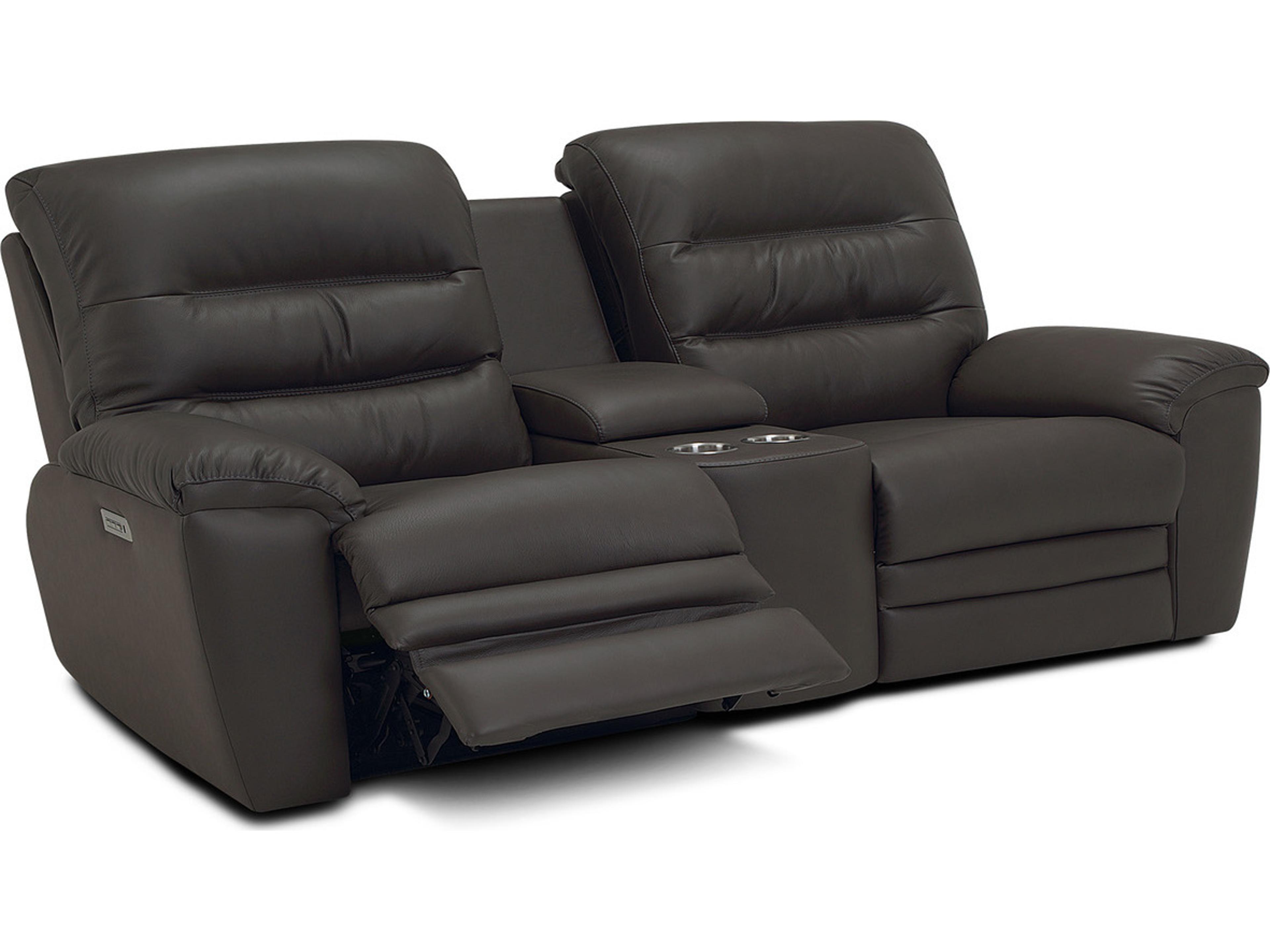 Palliser Keiran Leather Upholstery Console Loveseat Power Recliner with Cupholder with Power Headrest