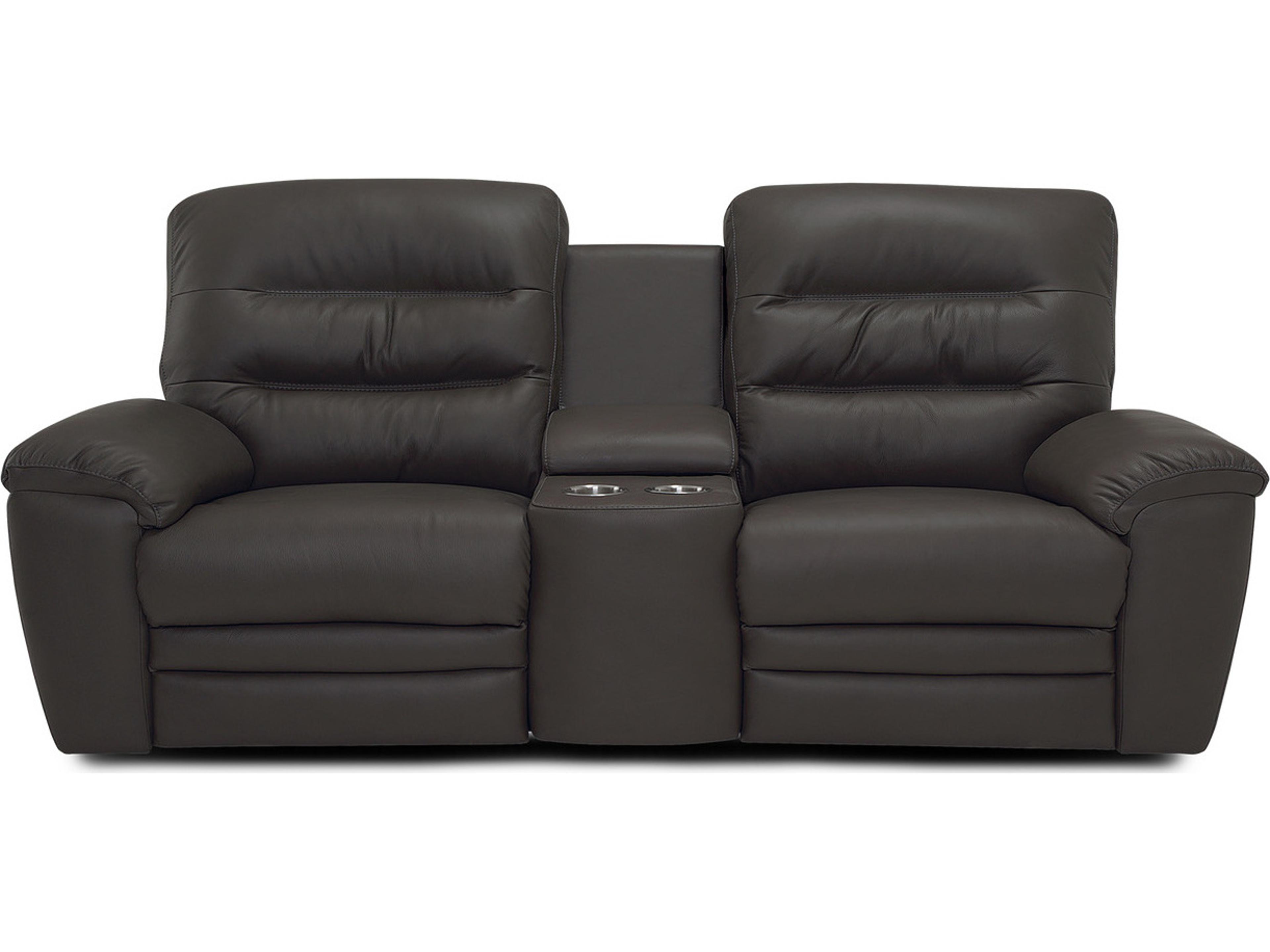 Palliser Keiran Leather Upholstery Console Loveseat Power Recliner with Cupholder with Power Headrest