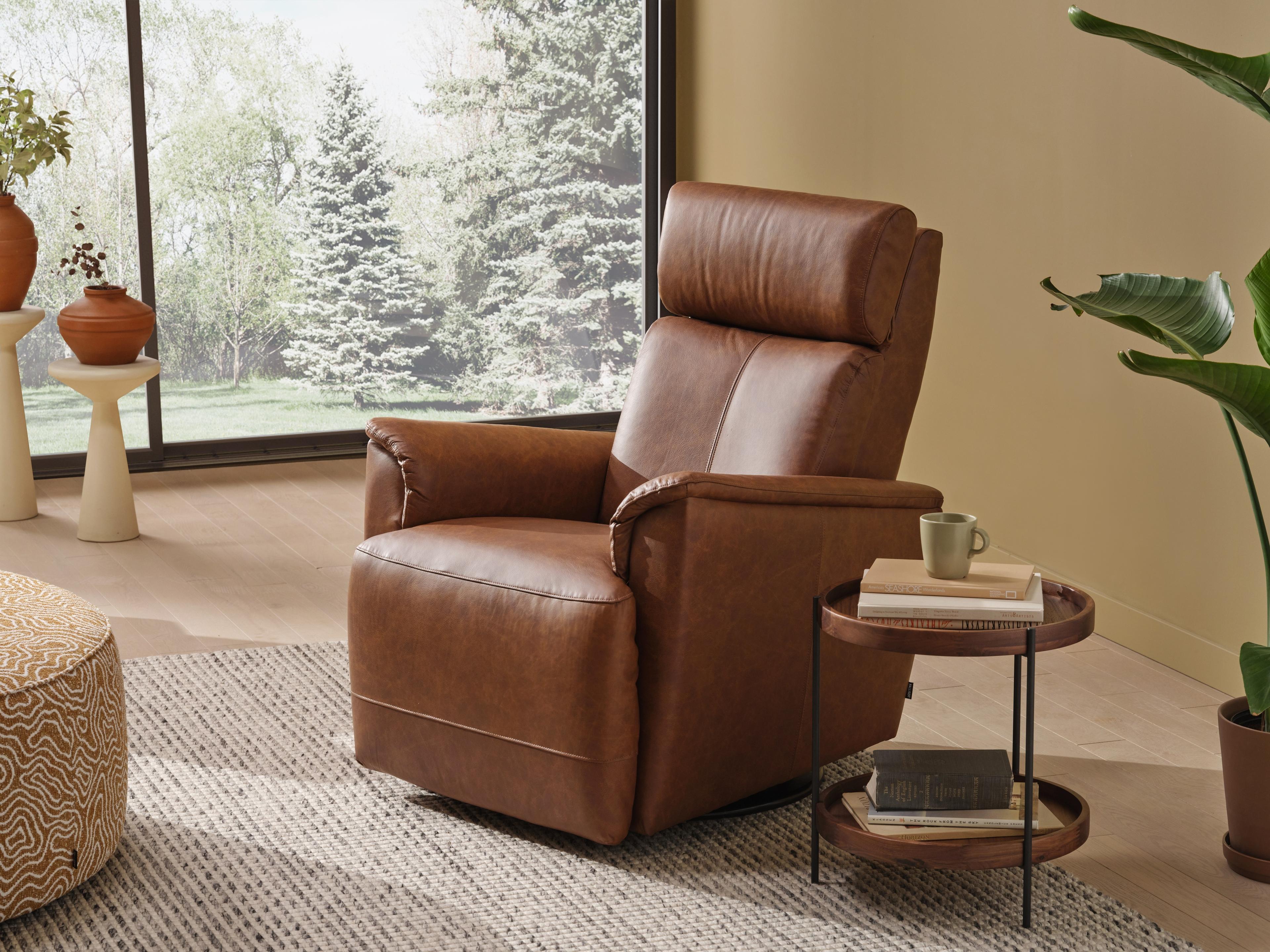 Palliser Chalet Leather Upholstery Power Recliner Wall Hugger with Power Headrest