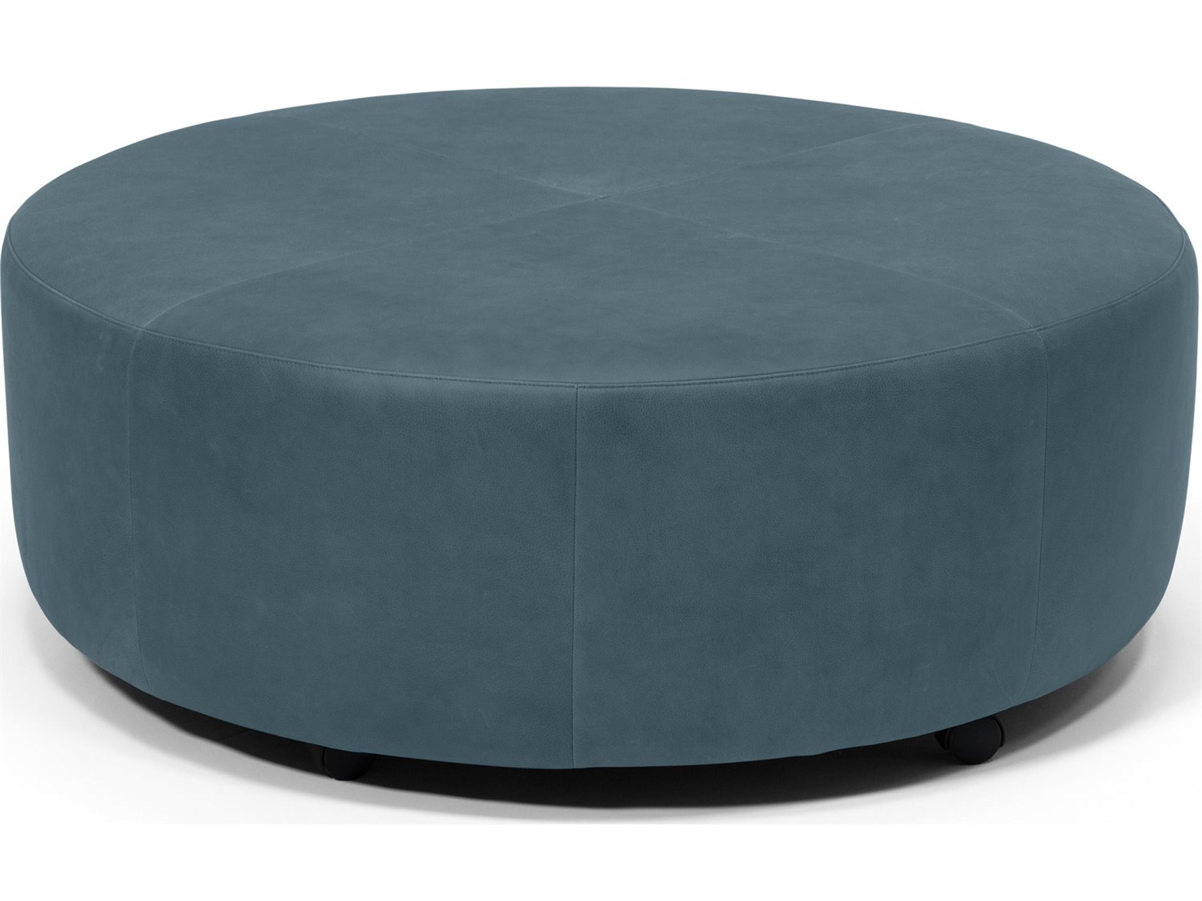 Mingle Leather Upholstery Round Large Ottoman