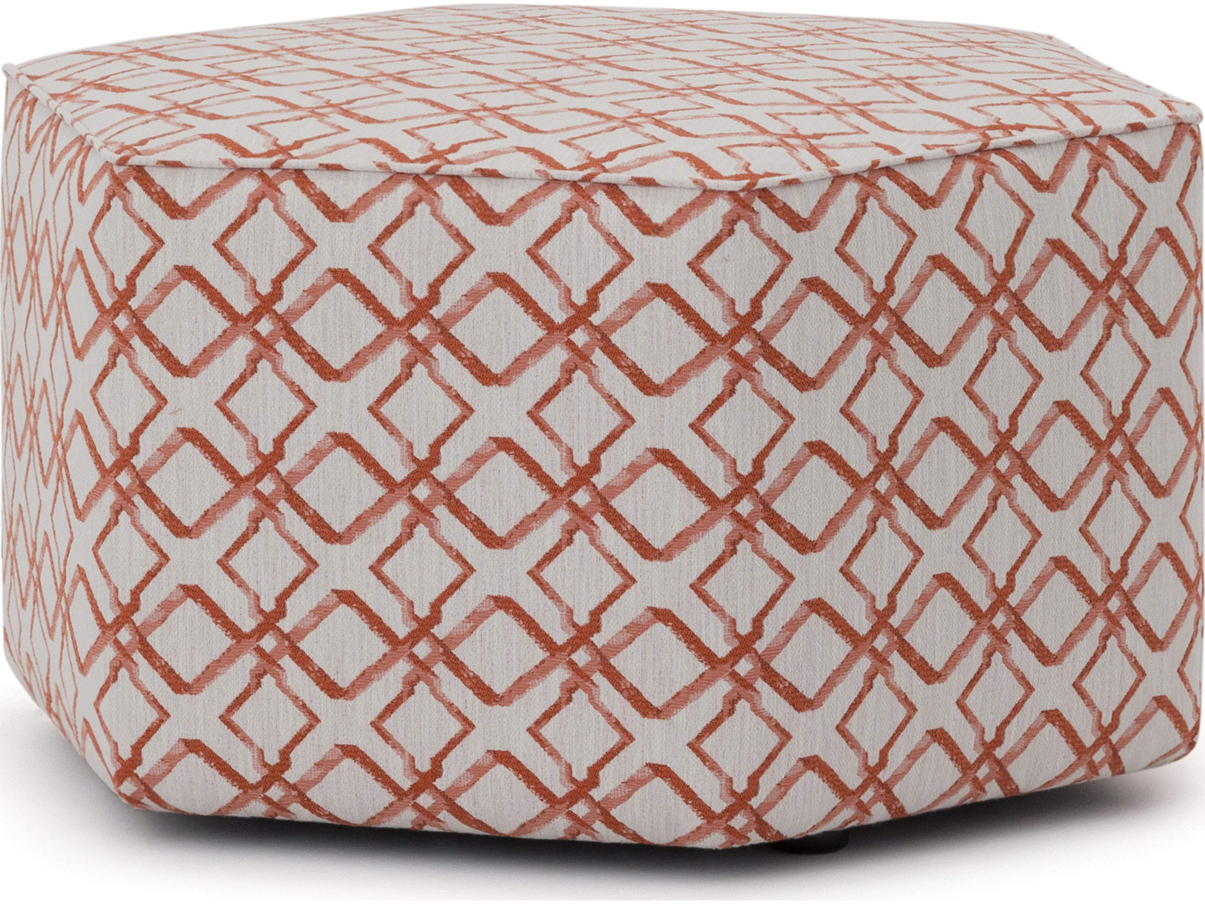 Mingle Leather Upholstery Hexagon Medium Ottoman