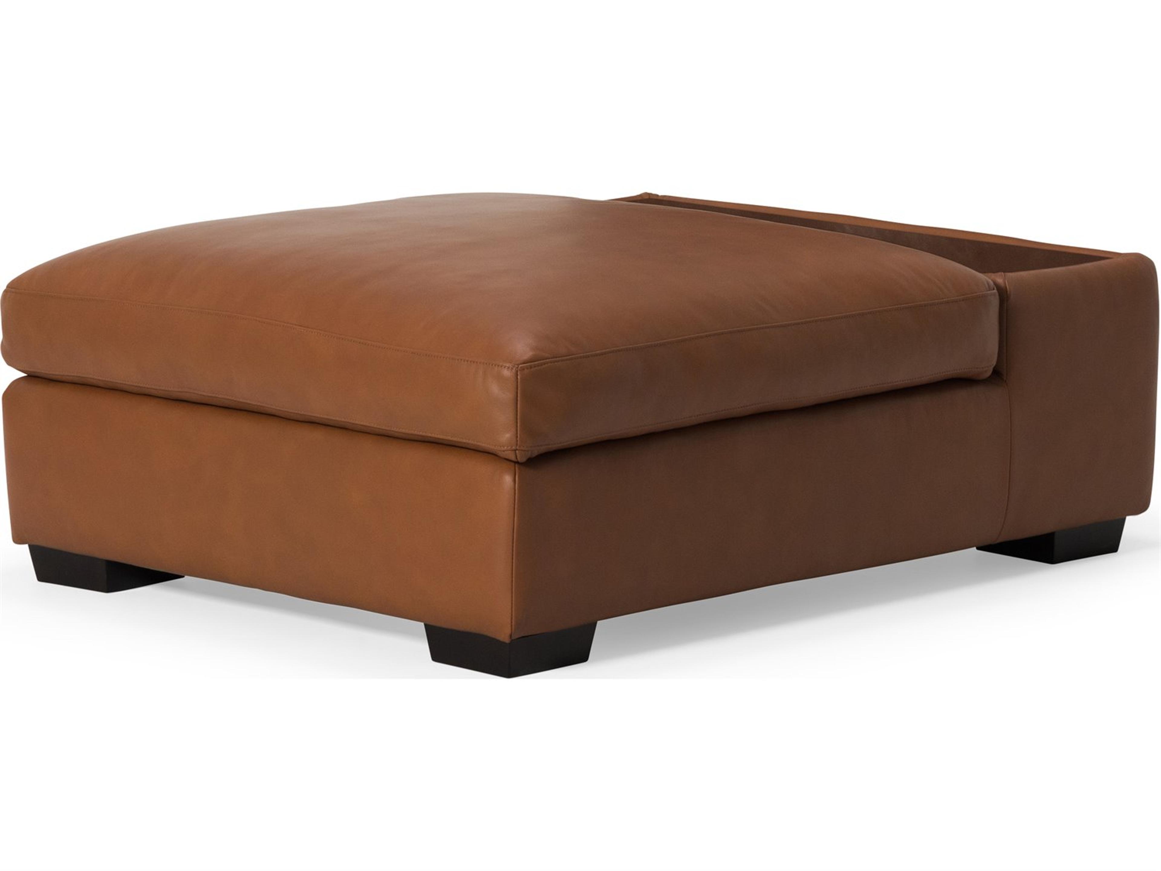 Palliser Madison Track Arm Leather Upholstery Storage Ottoman with 12" Table