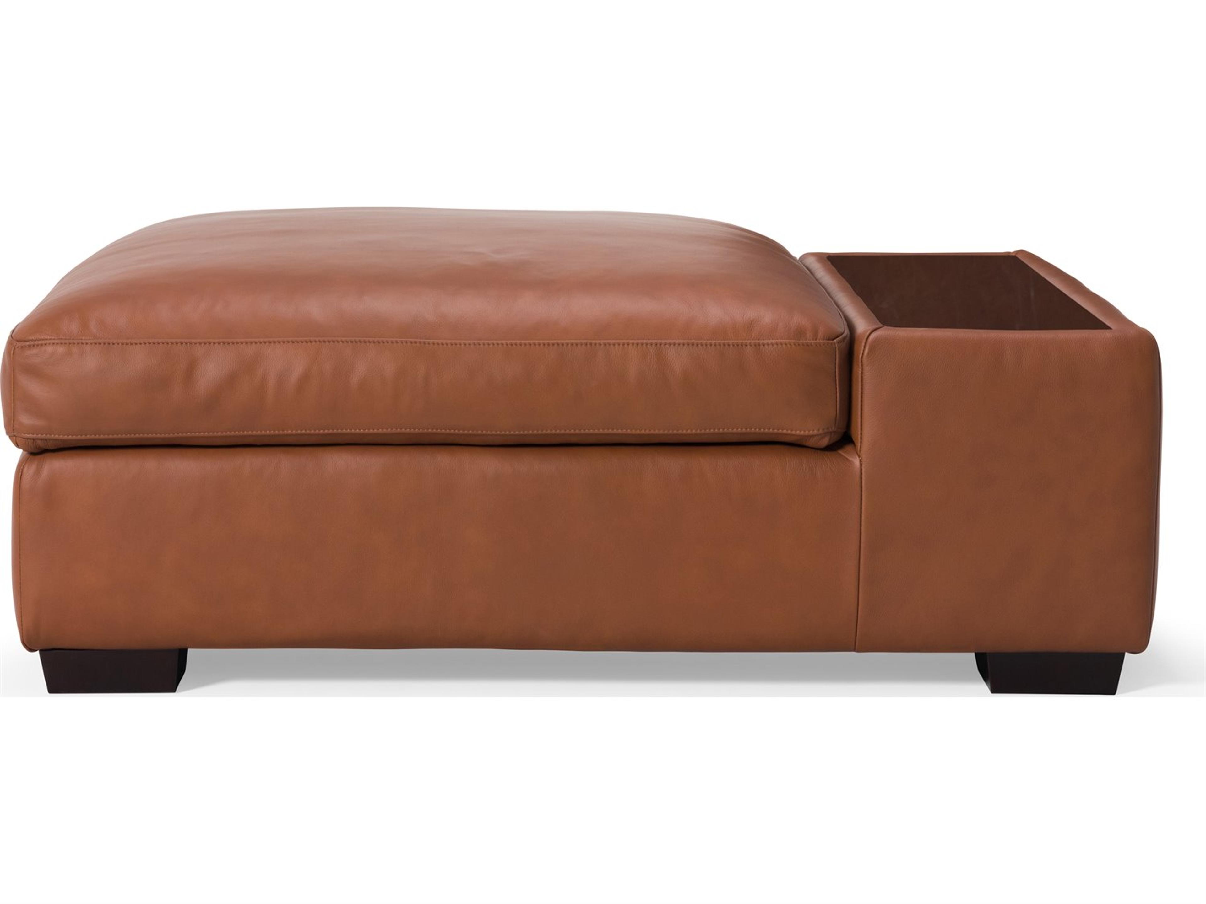 Palliser Madison Track Arm Leather Upholstery Storage Ottoman with 12" Table