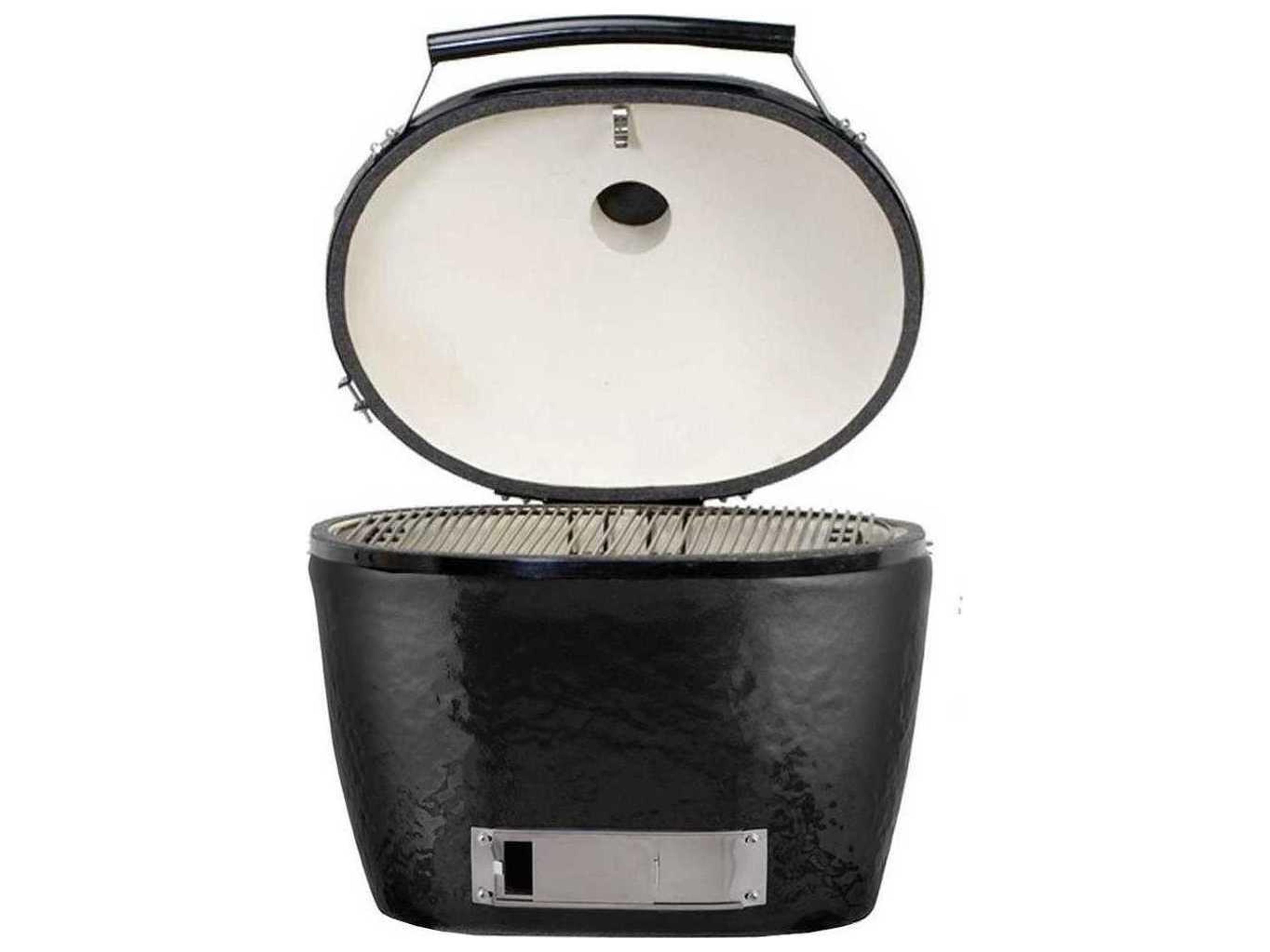 Primo Oval Junior Charcoal Grill with Cypress Countertop Table