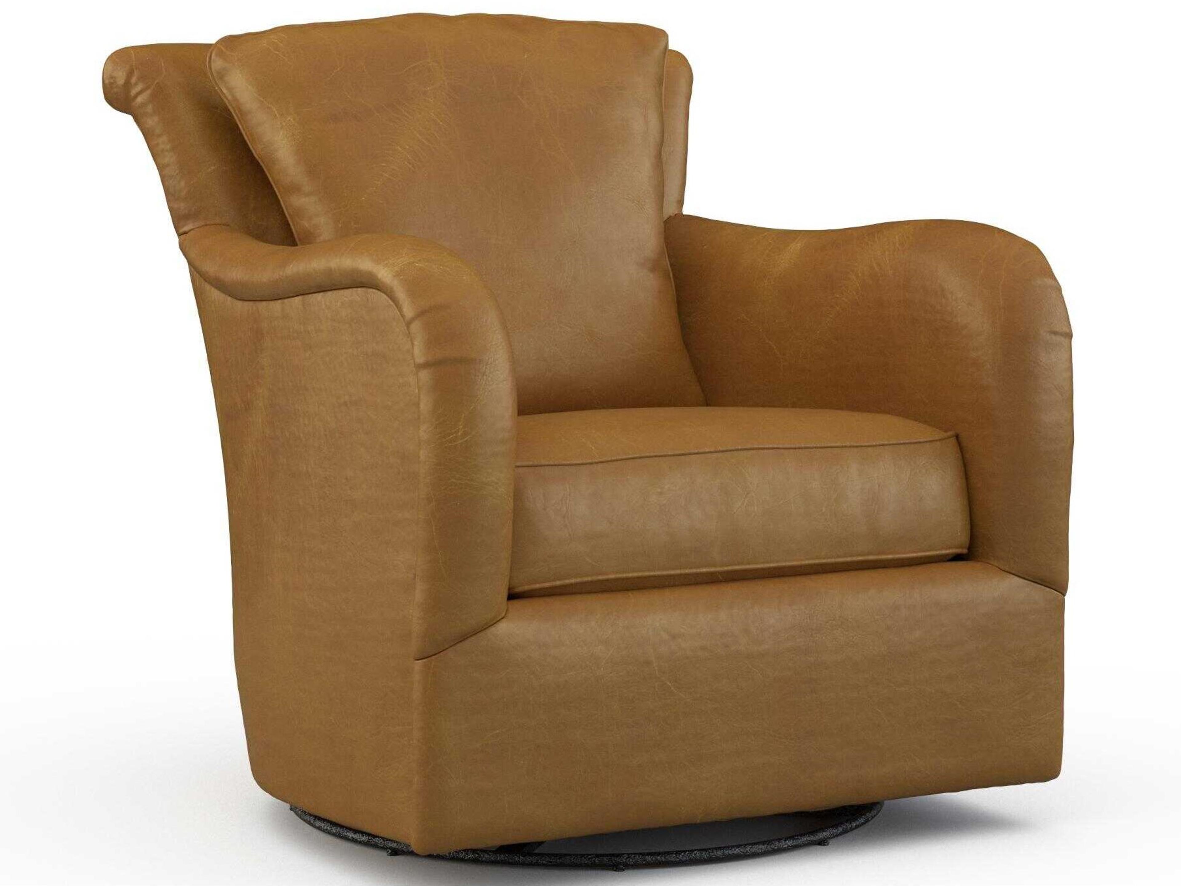 Dalton Swivel Brown Leather Accent Chair