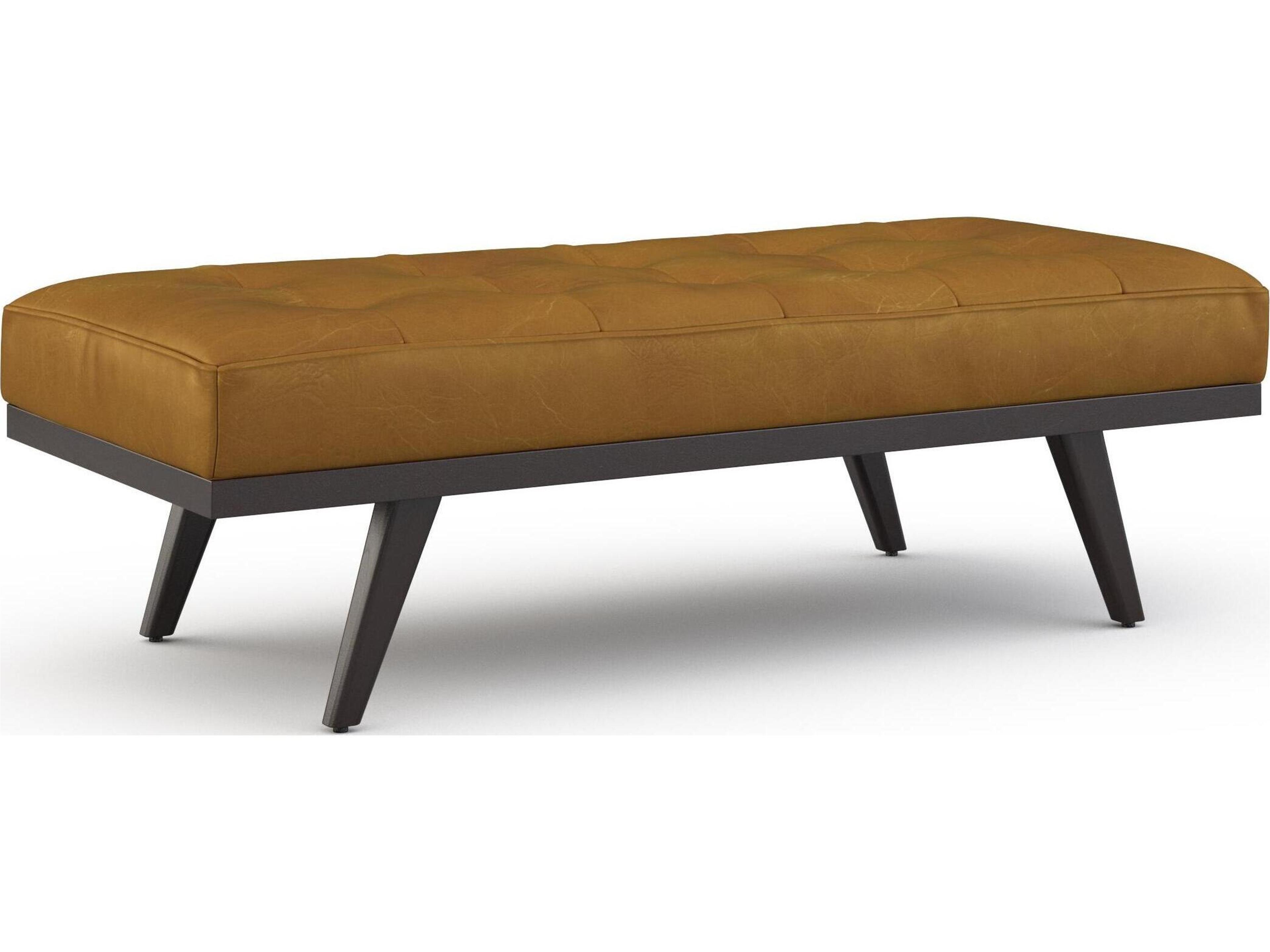 Drew Brown Leather Ottoman