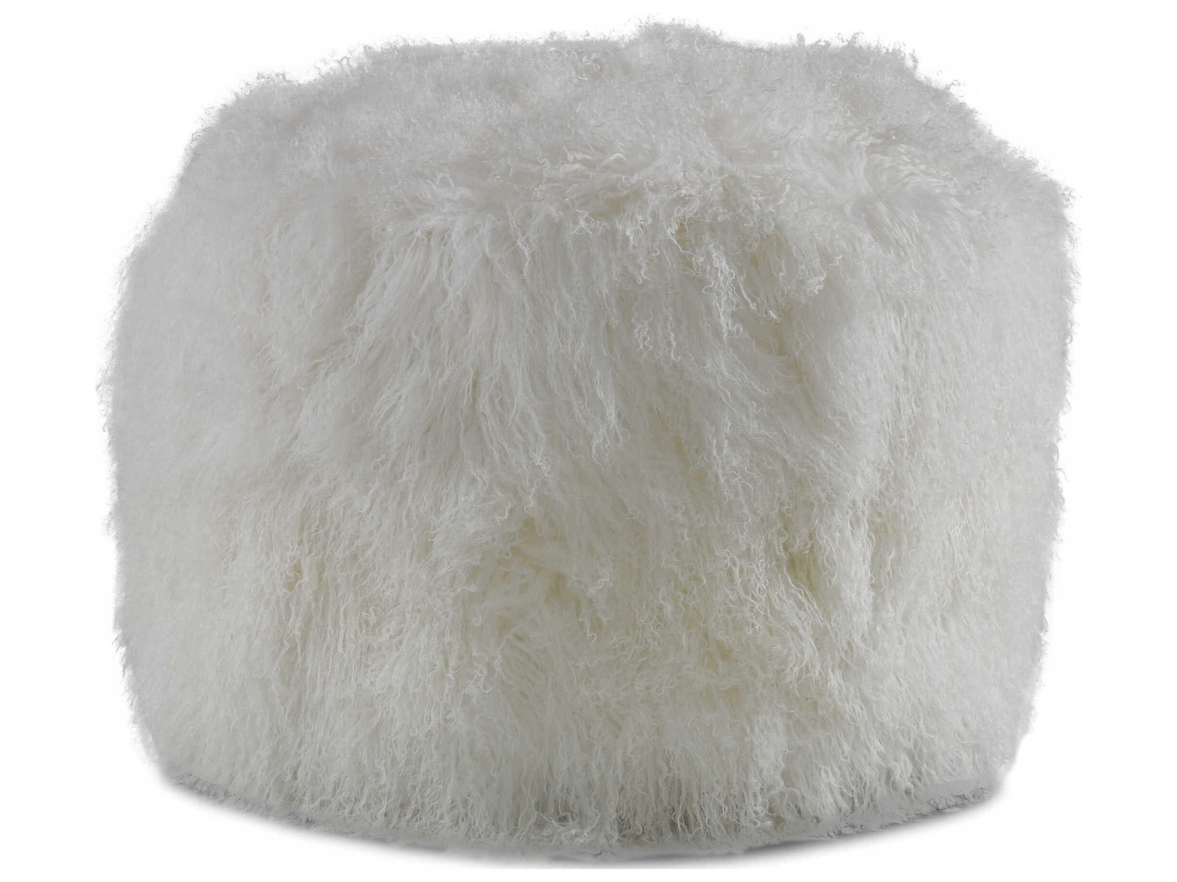 Simona White Leather Ottoman