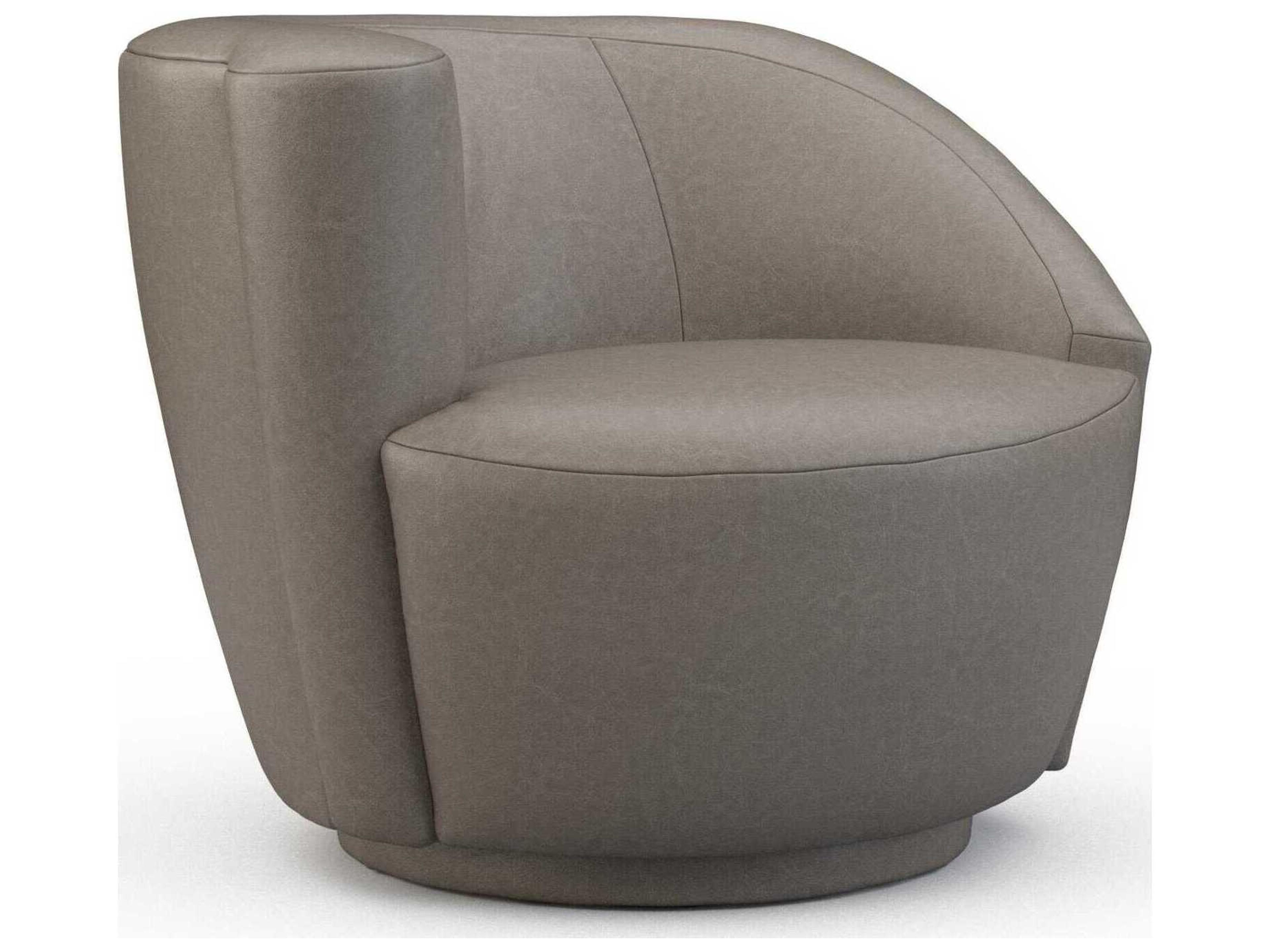 Corkscrew Swivel Leather Left Accent Chair