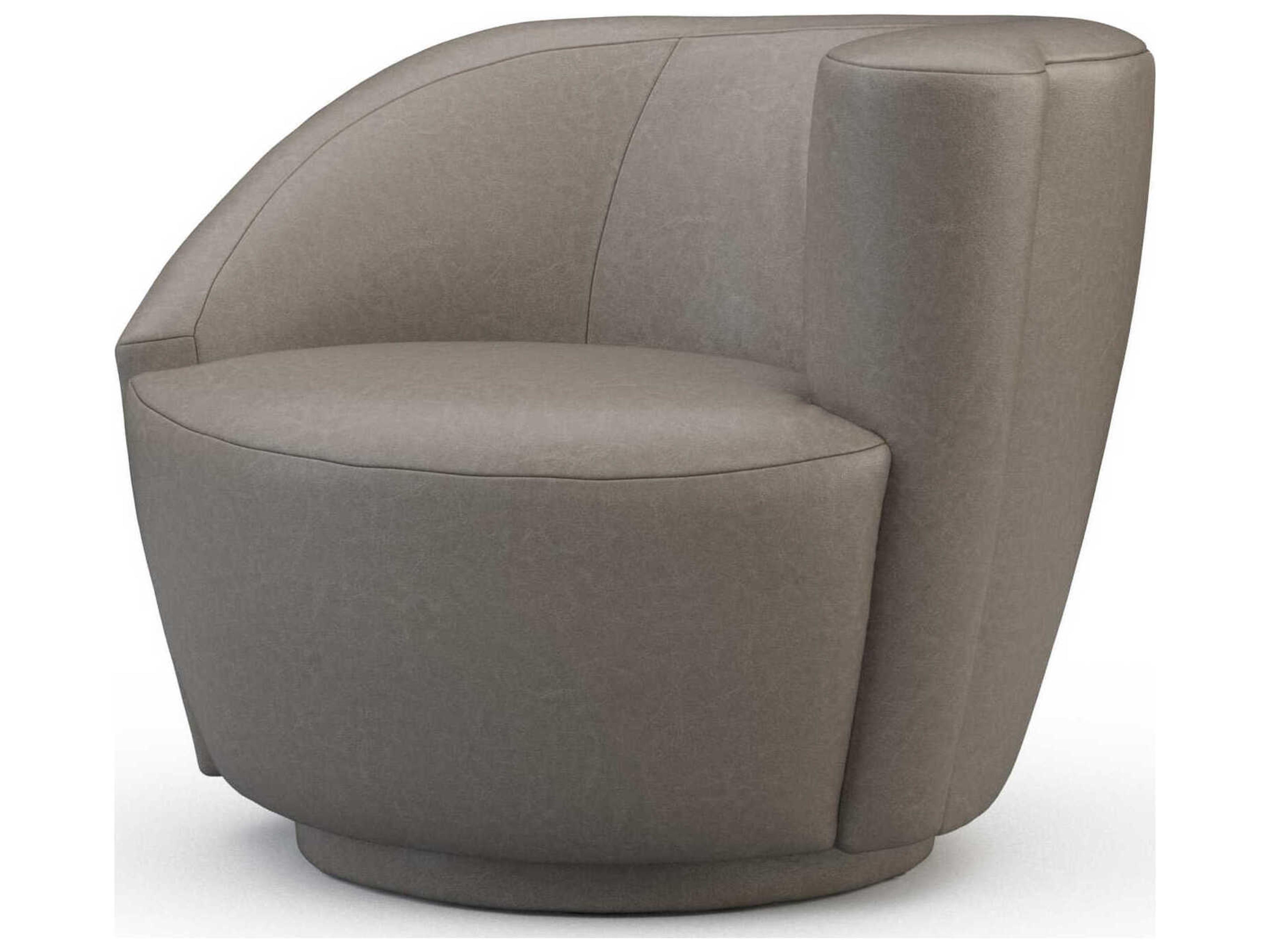 Corkscrew Swivel Leather Right Accent Chair