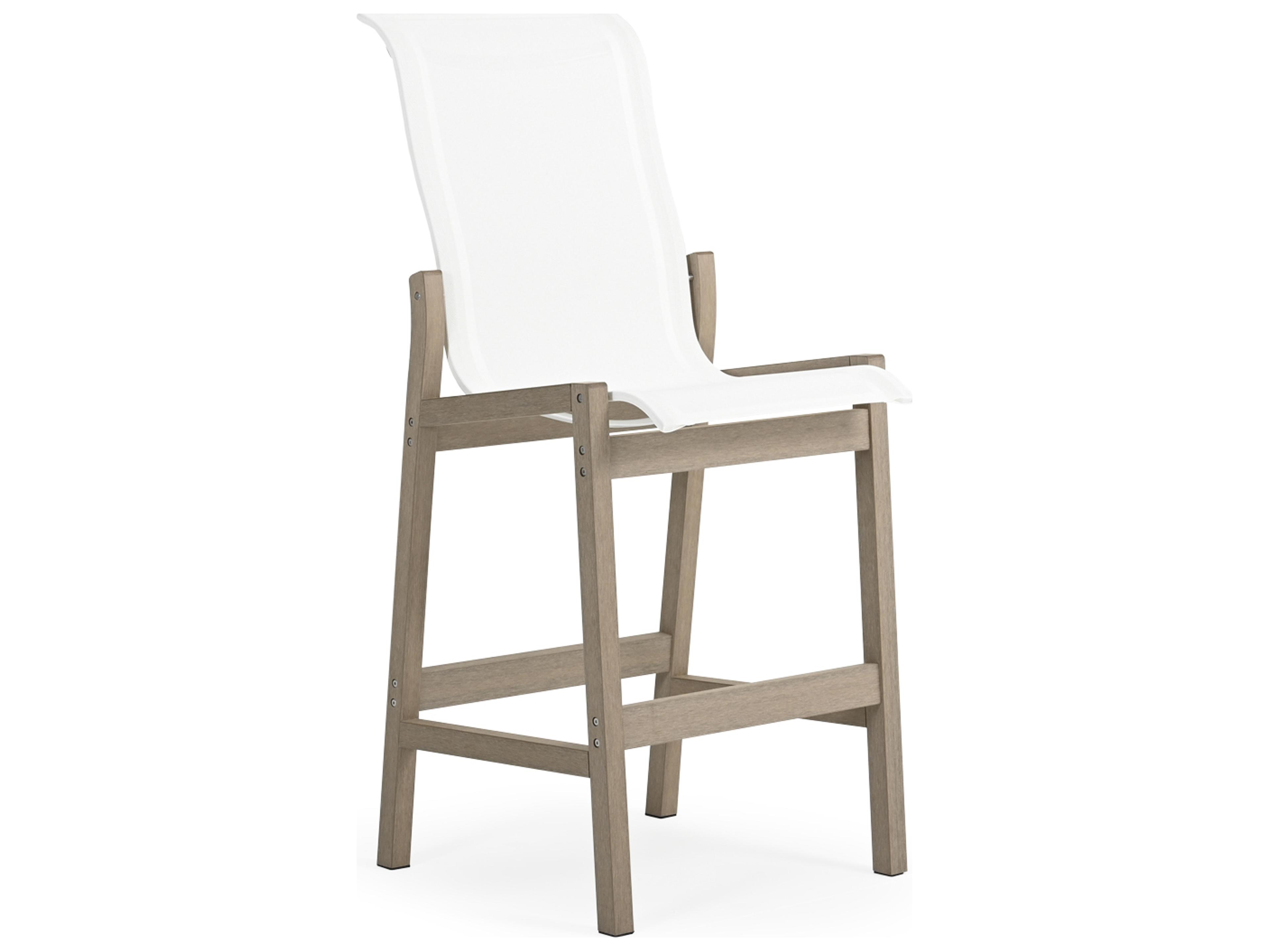 Watermark Living Miramar Teak Sling Outdoor Patio Bar Stool