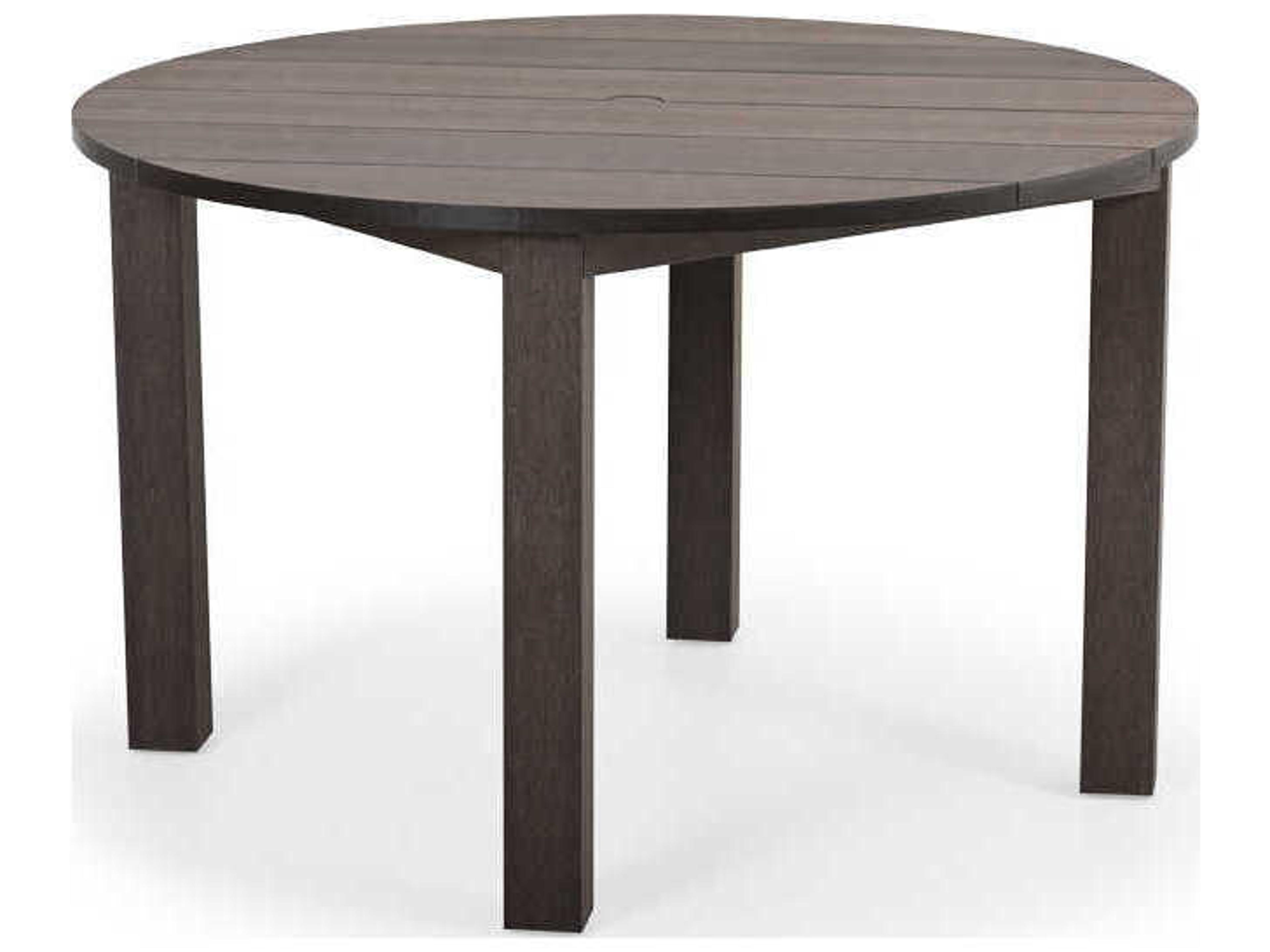 Miramar Faux Wood Round Patio Dining Table with Umbrella Hole