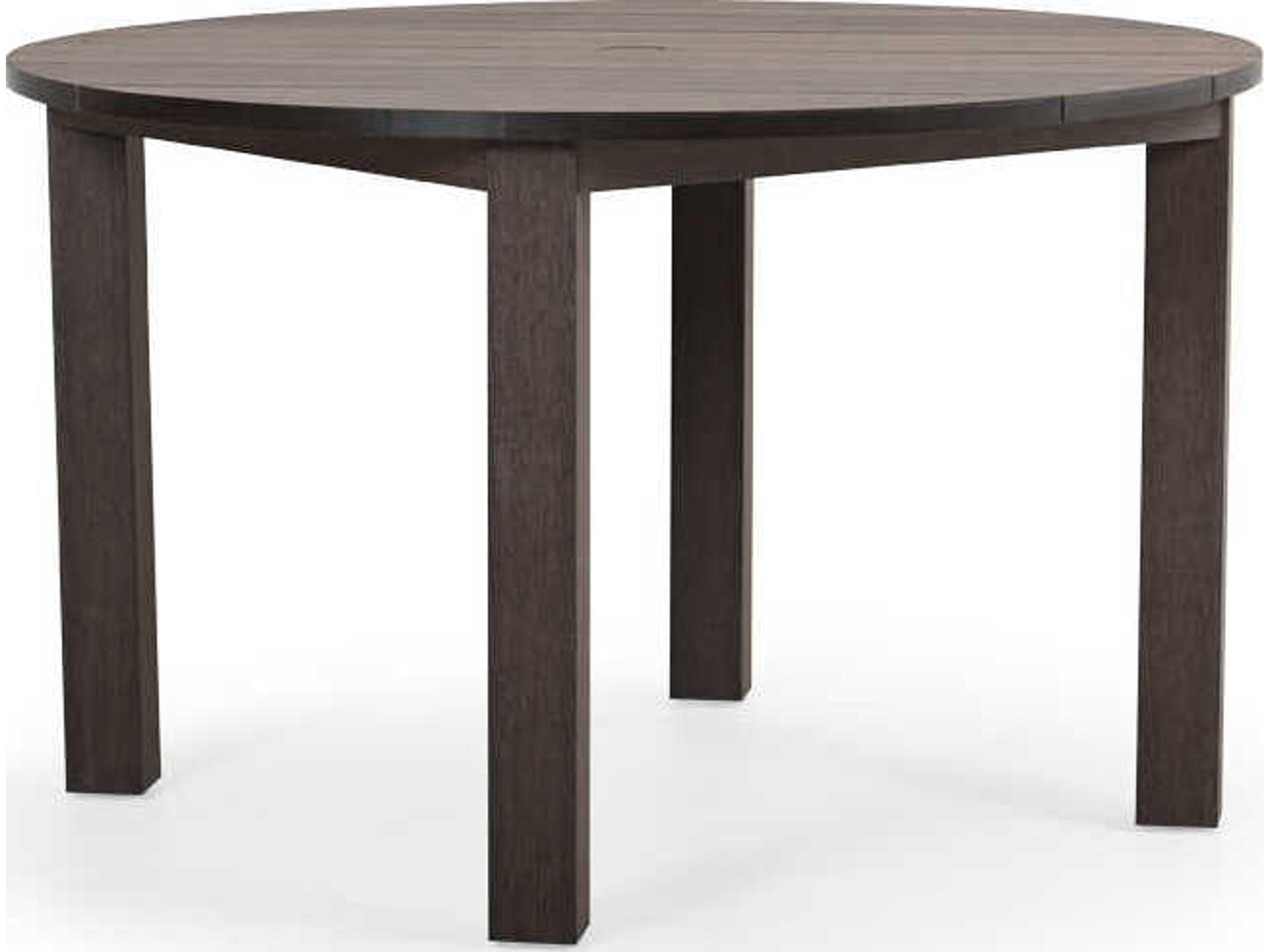 Watermark Living Miramar Faux Wood Round Patio Dining Table with Umbrella Hole