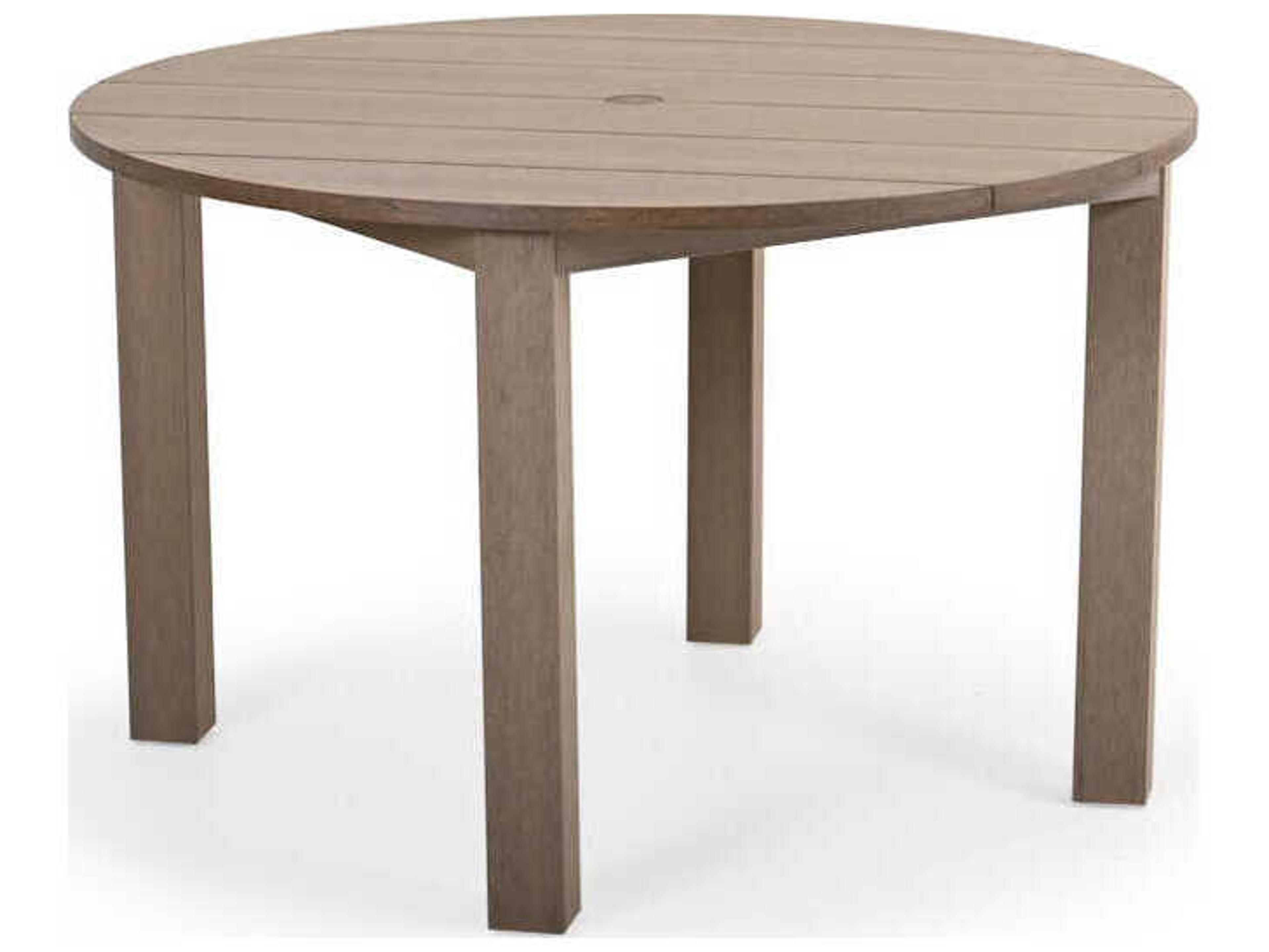 Watermark Living Miramar Faux Wood Round Patio Dining Table with Umbrella Hole