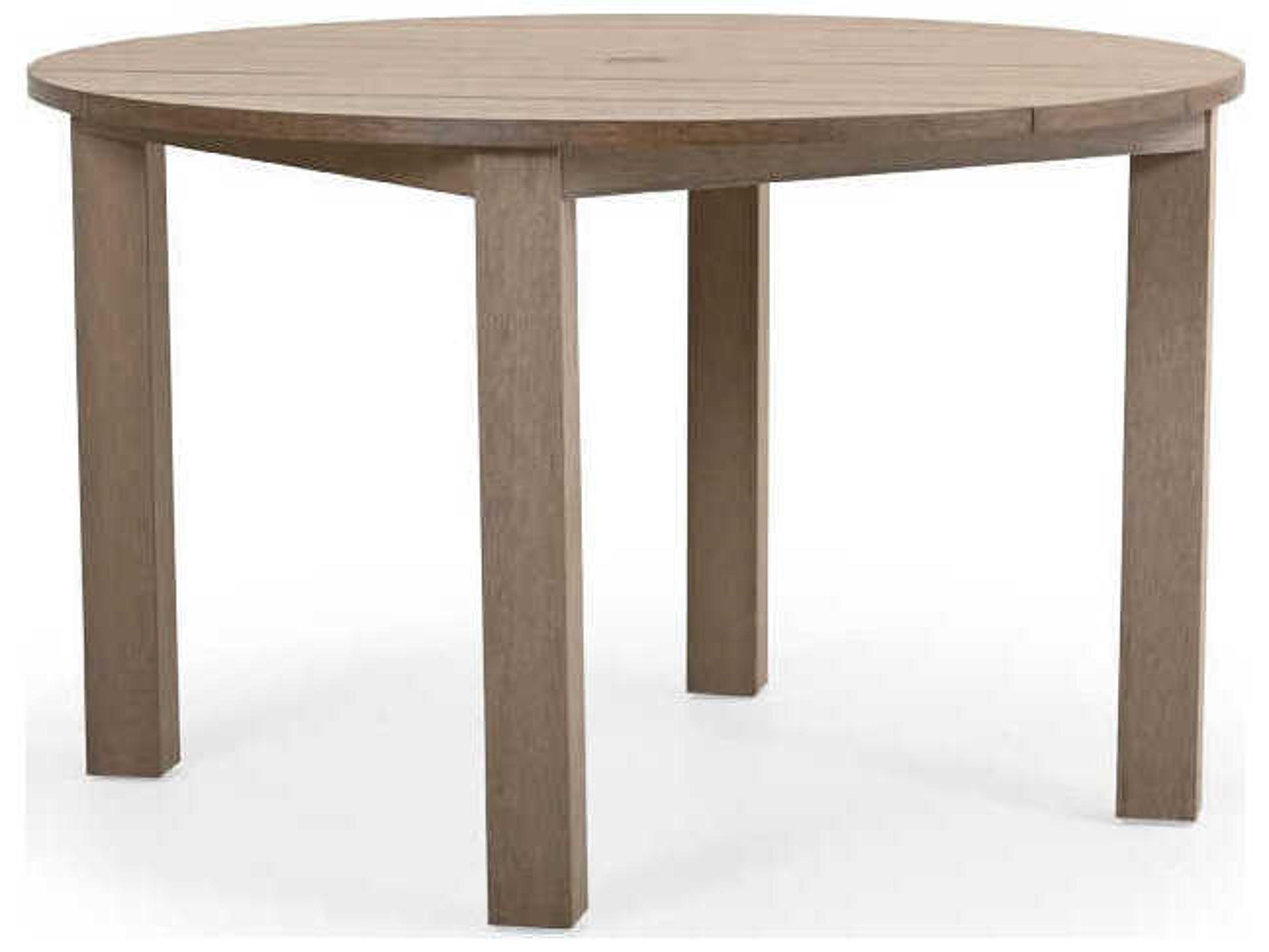 Watermark Living Miramar Faux Wood Round Patio Dining Table with Umbrella Hole