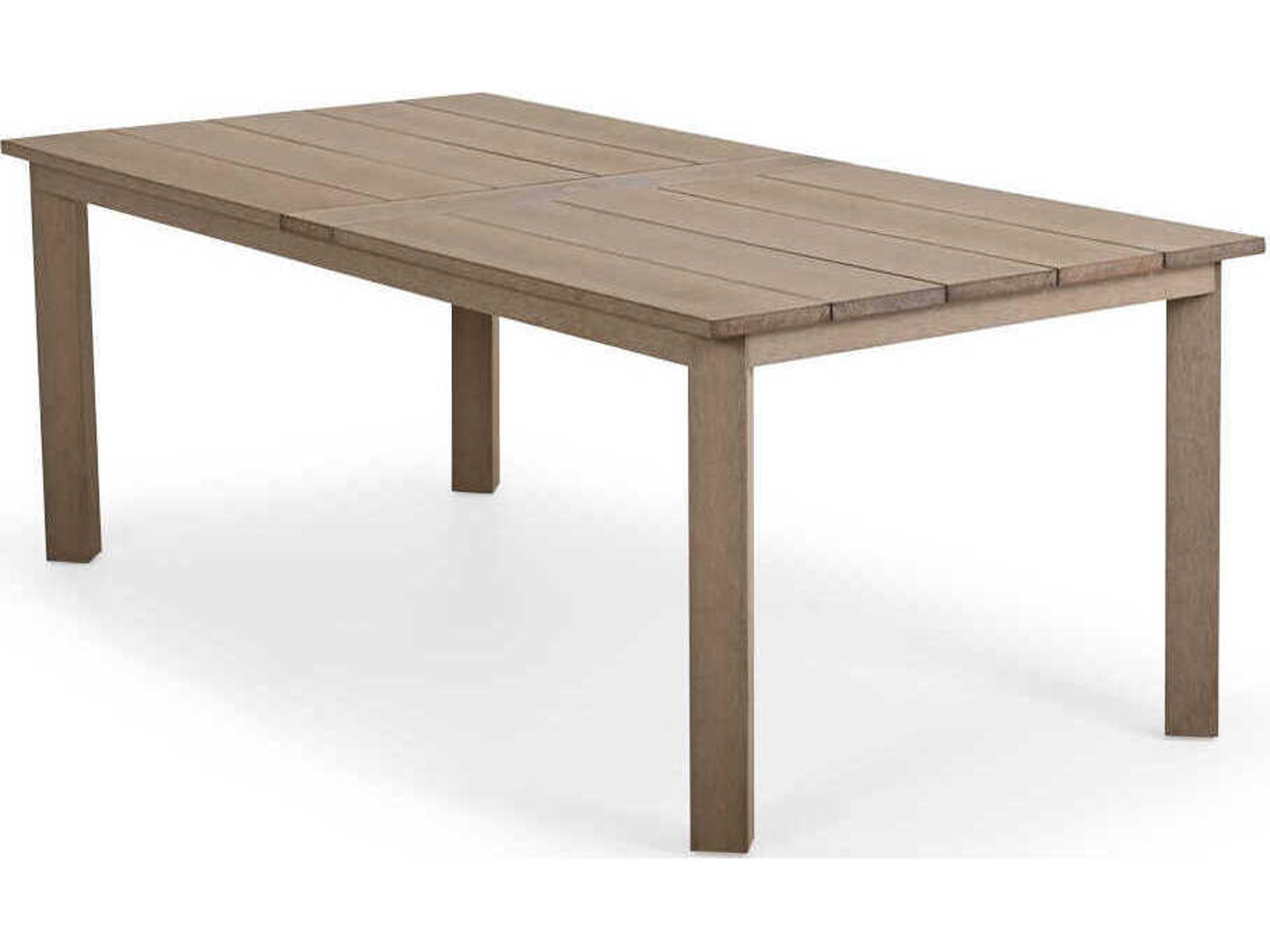 Watermark Living Miramar Faux Wood Rectangular Outdoor Dining Table with Umbrella Hole