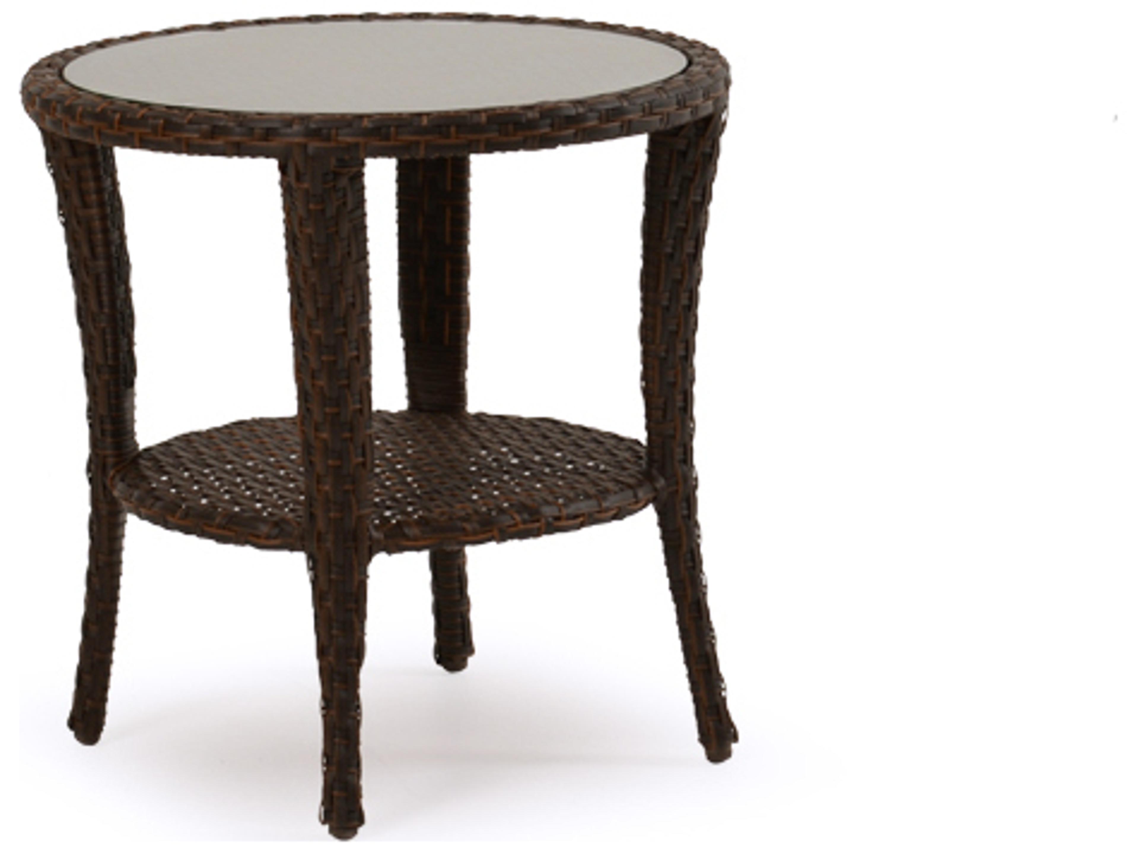 Watermark Living Alexandria Wicker Round Glass Top Outdoor Patio End Table