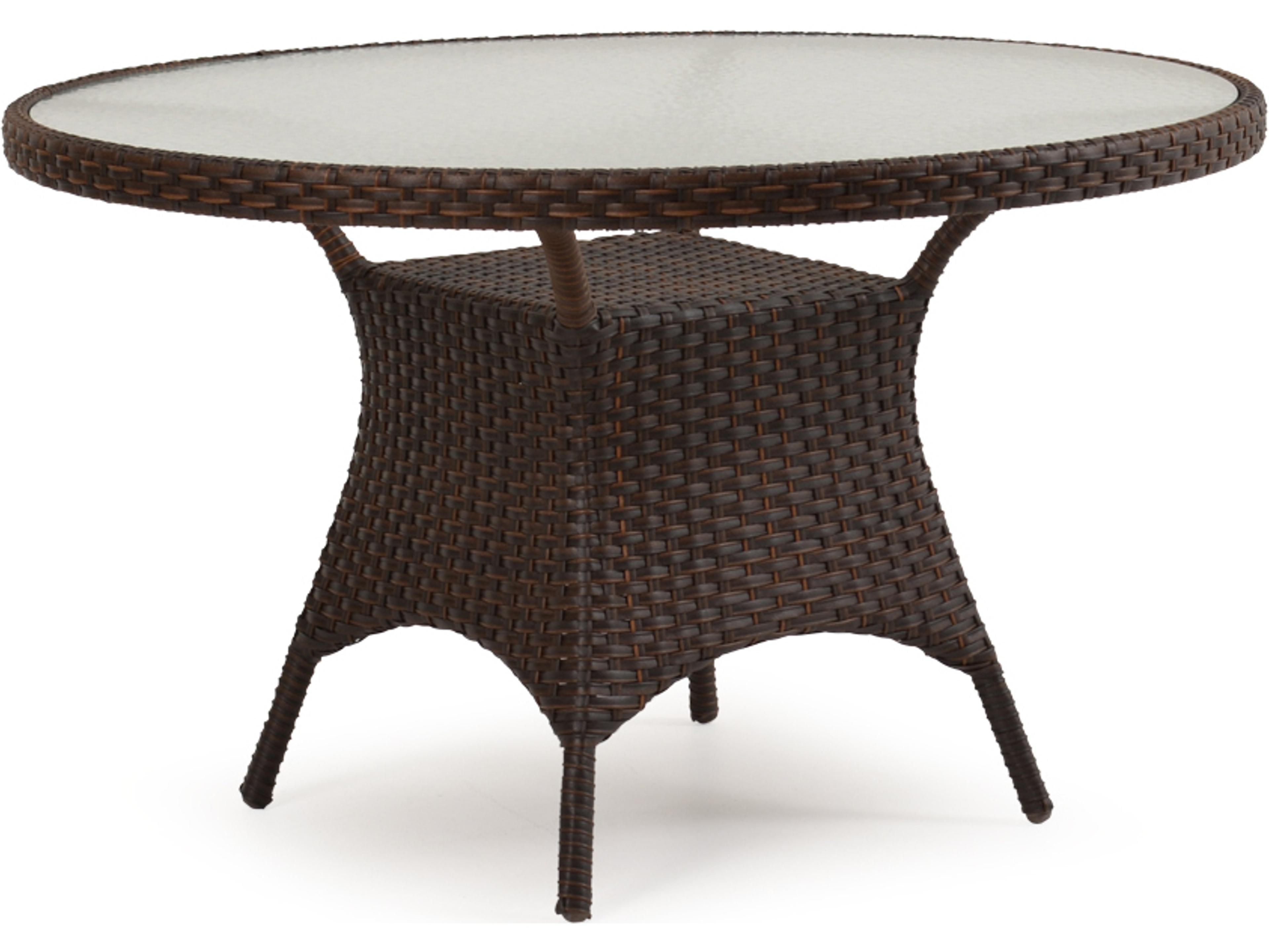 Watermark Living Alexandria Wicker Round Glass Top Outdoor Patio Dining Table