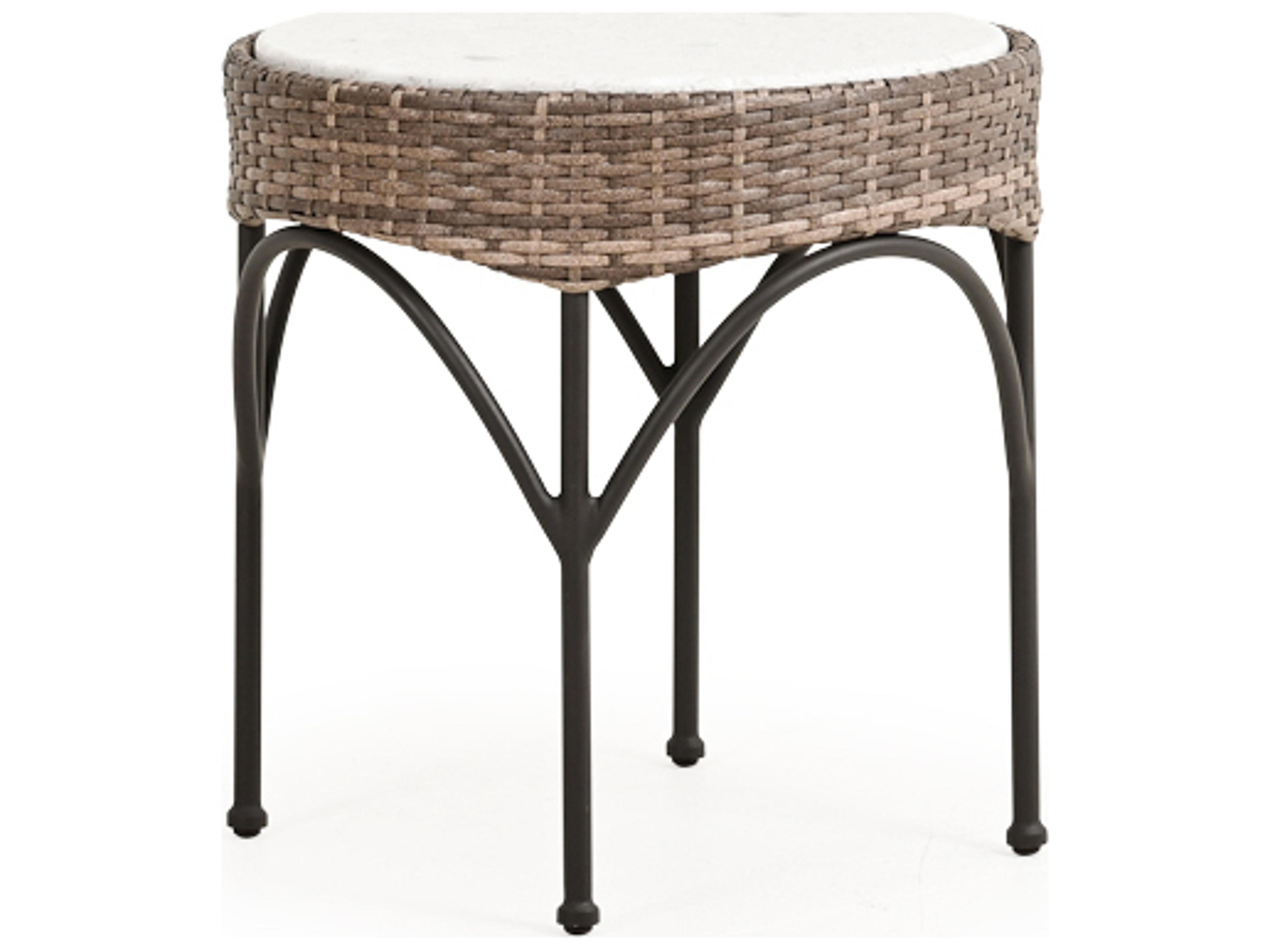 Watermark Living Augusta Wicker Round Glass Top Patio End Table